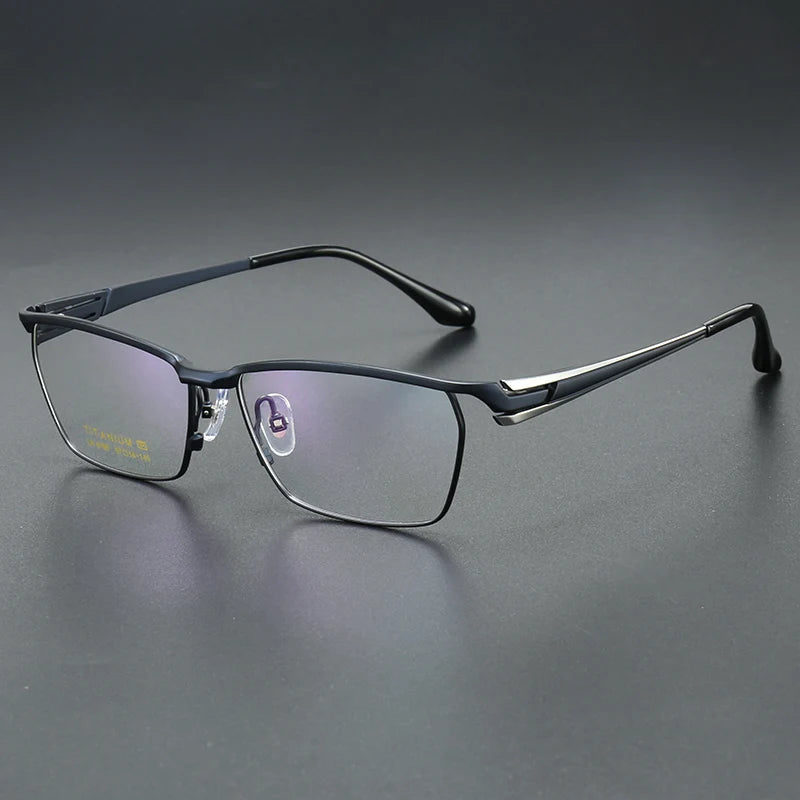 Aror Unisex Semi-Rimmed Polygon Square Titanium Eyeglasses Frame 96195 - Lightweight Durable Glasses for Work, Reading & Fashion