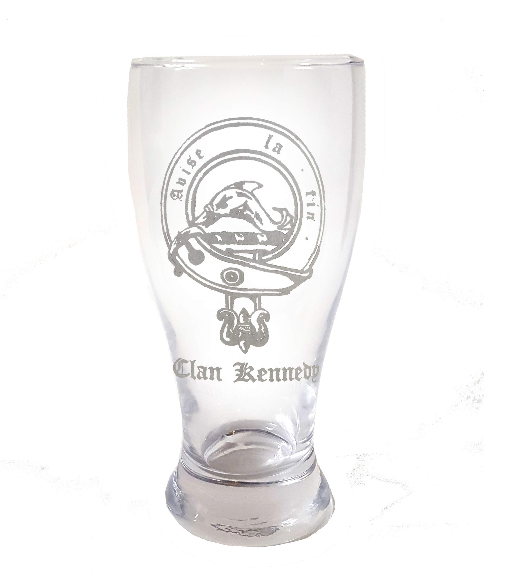 Kennedy Clan Scottish Crest Pint Glass Set of 4 - Personalized Engraving Included - Perfect for Scottish Pub Nights, Whiskey Tasting & Celtic Gift Giving