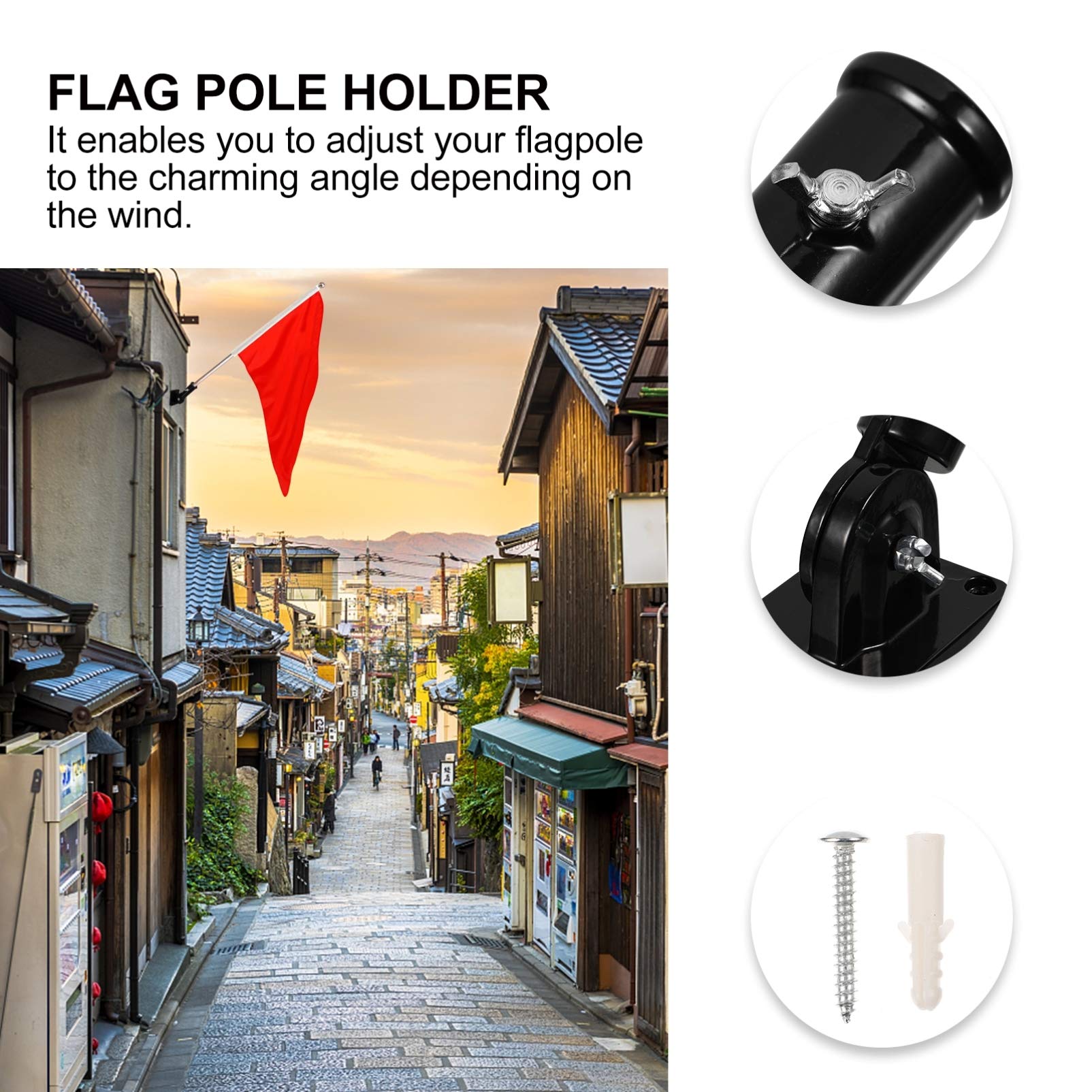DOITOOL Heavy Duty Aluminum Flag Pole Holder - Adjustable Metal Bracket for 45 & 90 Degree Display - Indoor/Outdoor Use with Hardware Included - Perfect for Home, Garden, Patio, and Commercial Flag Displays
