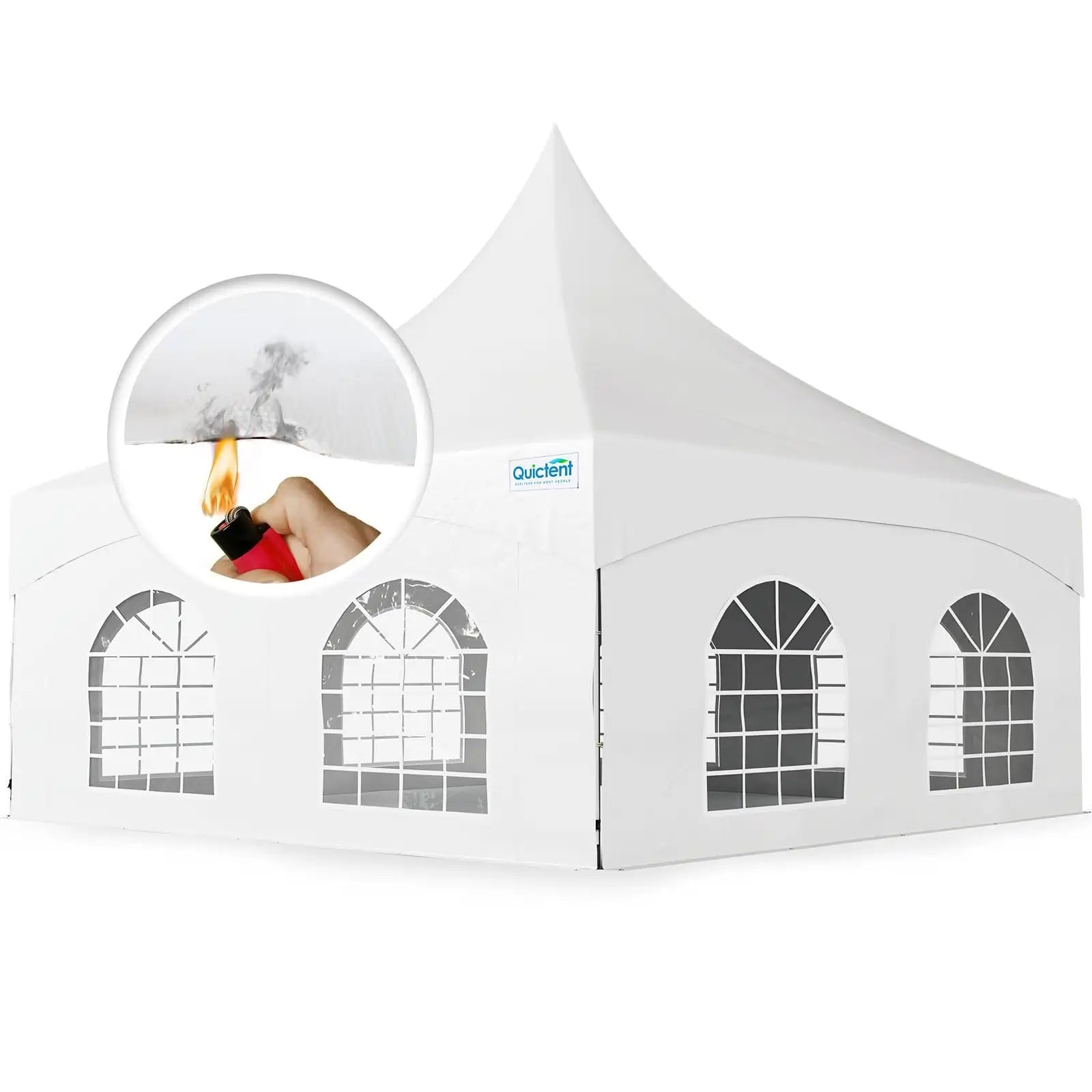 Quictent High Peak Fire Retardant White Party Tent - Waterproof Outdoor Canopy for Weddings, Events & Backyard Gatherings