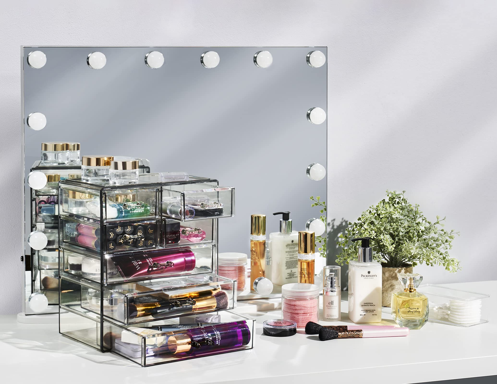 Sorbus Acrylic Makeup Organizer with 3 Large & 4 Small Drawers - Clear Cosmetic Storage Case for Makeup, Jewelry & Beauty Products - Perfect for Vanity, Bathroom, College Dorm, Closet & Desk Organization | Great for Daily Use, Travel & Gift Giving