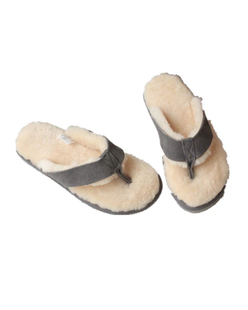 Genuine Sheep Leather Fur Lined Flip Flops - Winter Warm Unisex Slides for Women & Men | Cozy Indoor/Outdoor House Slippers & Casual Comfort Shoes