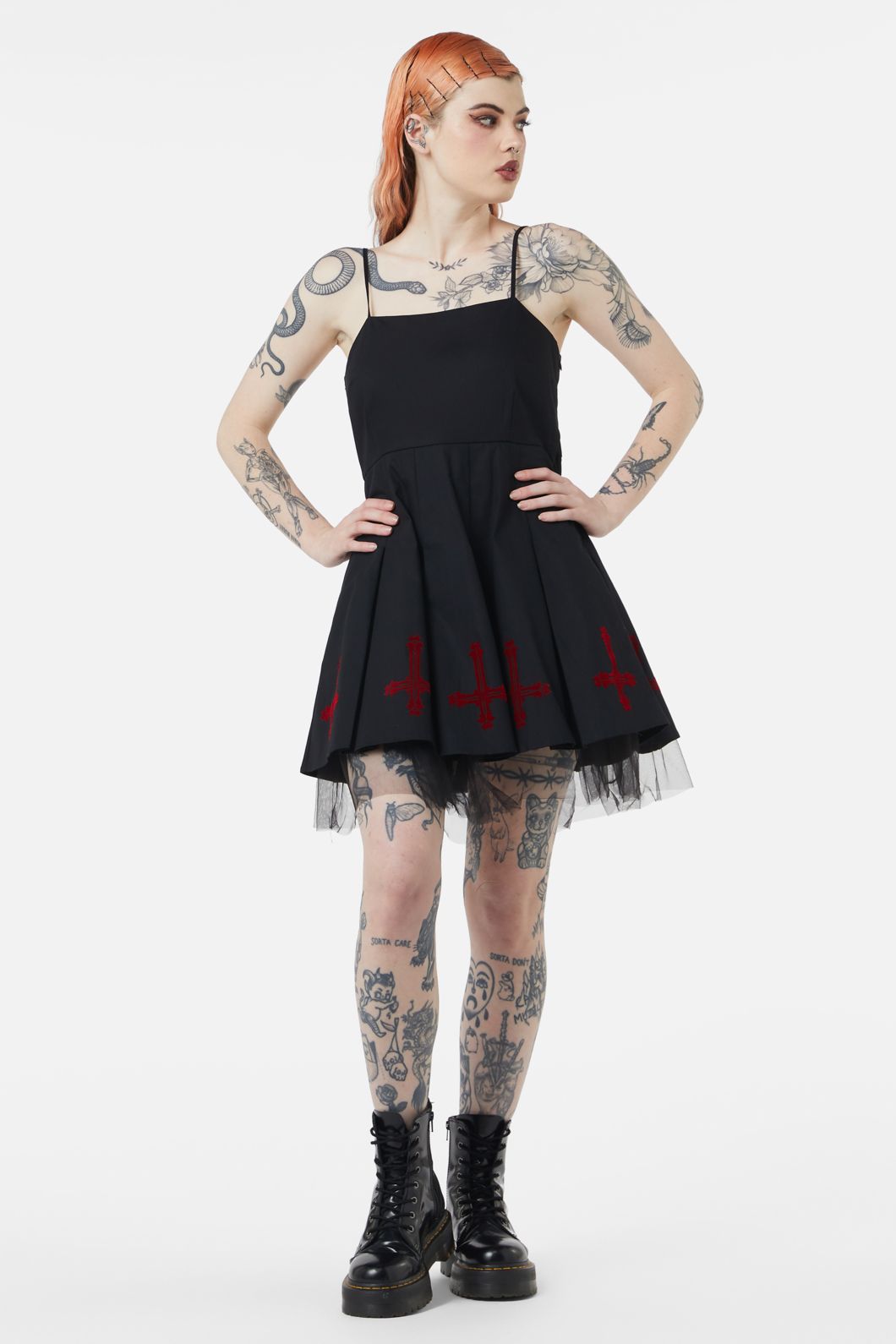Sexy Hail Lilith Flocked Hem Bustier Dress for Women - Gothic Corset Mini Dress for Nightclub, Party & Halloween Costume