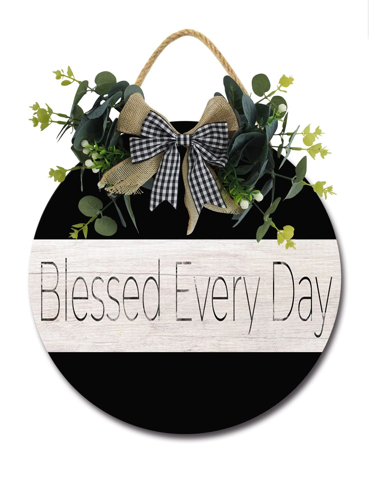Blessed Every Day Wooden Front Door Sign - Rustic Round Wreath Wall Hanger for Porch Decor - Spring & Summer Farmhouse Decoration - Housewarming Gift (11 Inches) - Perfect for Entryway, Patio, and Home Décor