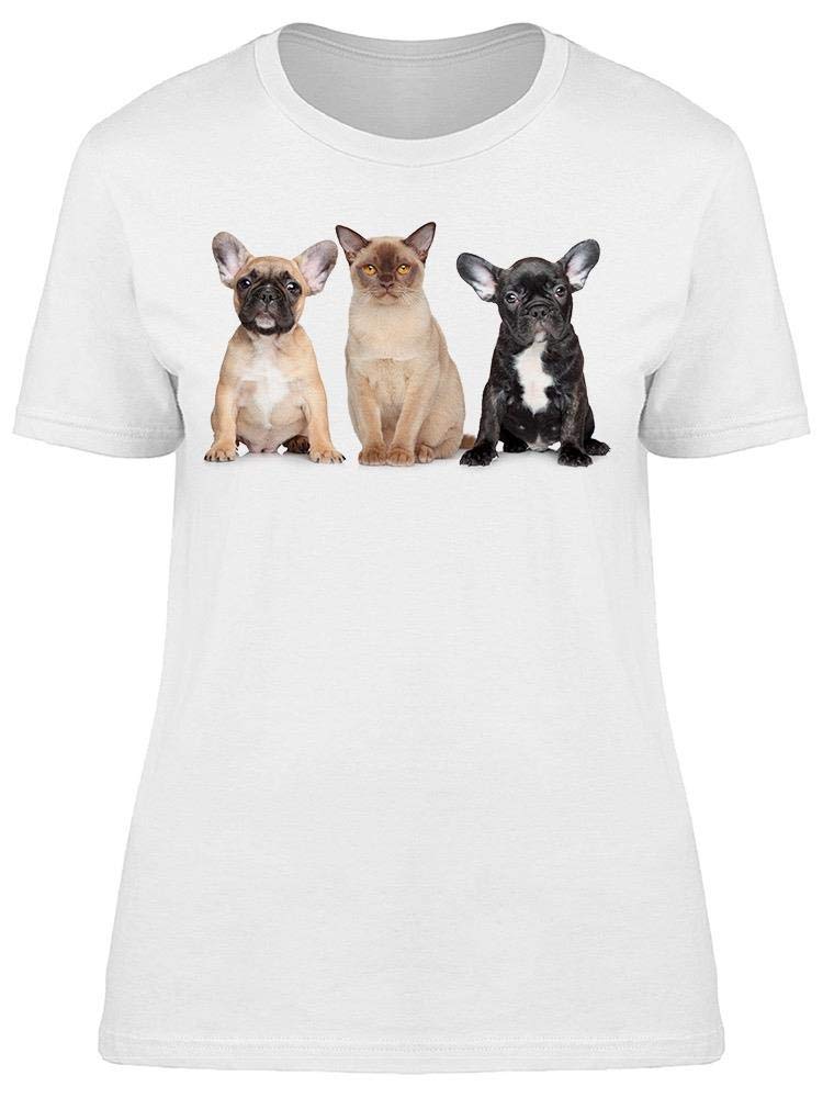 Funny Cat Lover T-Shirt for Women - 'Cats and One Cat in The Middle' Graphic Tee - Perfect for Casual Wear, Cat Parties & Everyday Outfits