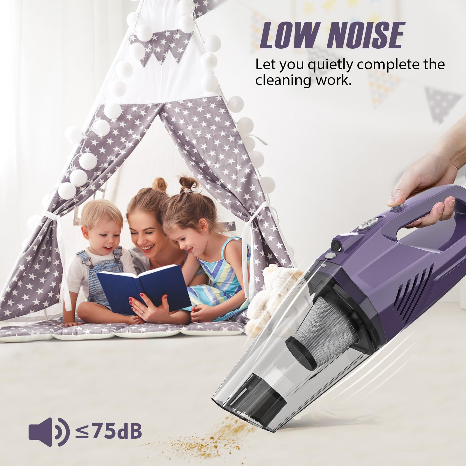 Best Cordless Handheld Vacuum for Car, Home & Office - Rechargeable, Lightweight & Portable with Multi-Accessories & LED Light | Perfect for Car Seats, Desks, Sofas & Pet Hair Cleaning