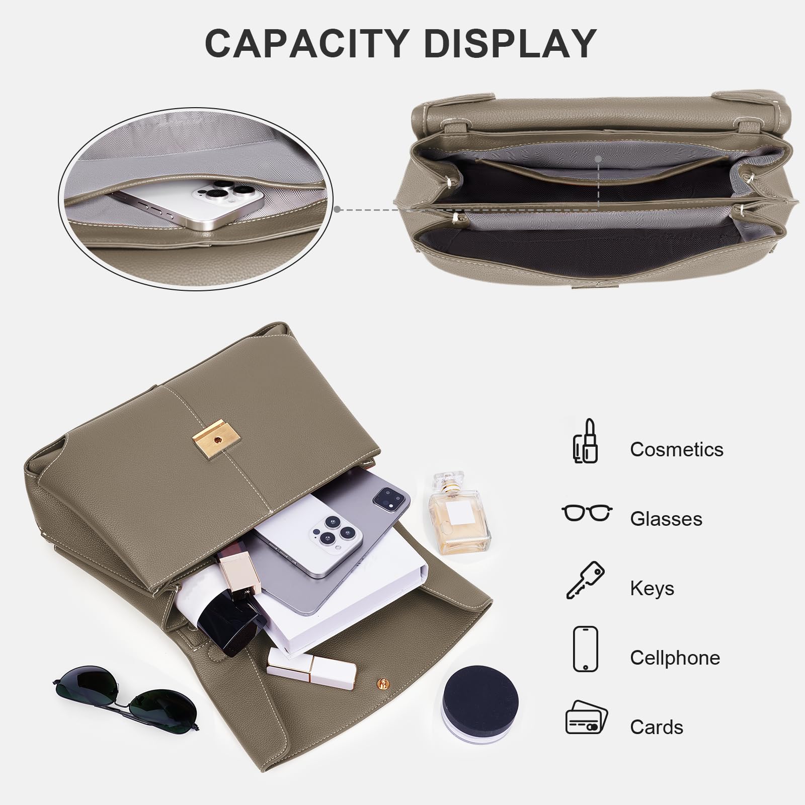 Luxury Faux Leather Top Handle Bag for Women - Work & Business Tote Purse