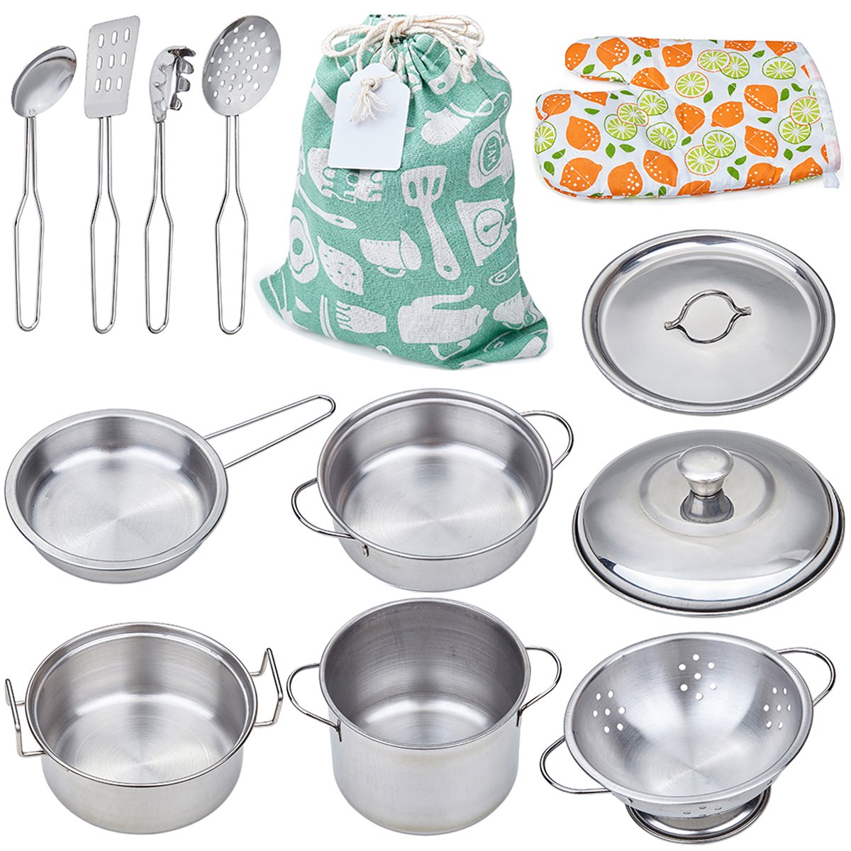 Stainless Steel Play Kitchen Set for Kids - Pretend Cookware Pots & Pans Toys with Cooking Utensils, Educational Toddler Toys for Ages 3+ | Perfect for Pretend Play, Role Playing & Early Childhood Development