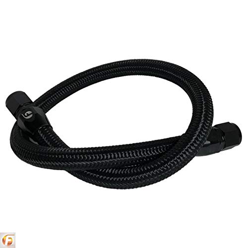 34.5IN Cummins Common Rail/VP44 Coolant Bypass Hose - Black Nylon Braided High-Performance Replacement for Diesel Engines - Ideal for Heavy-Duty Trucks & Off-Road Vehicles