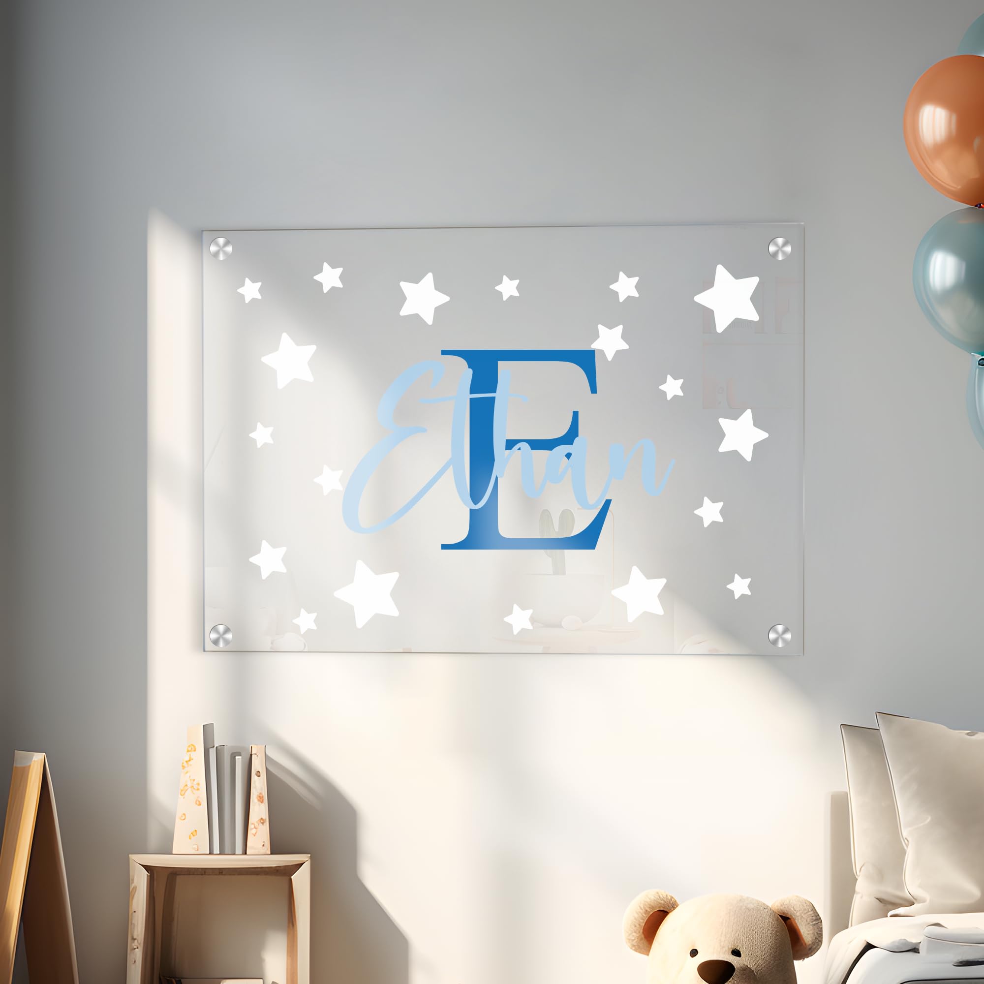 Personalized Acrylic Name Frame - Baby Nursery & Bedroom Wall Decor for Home