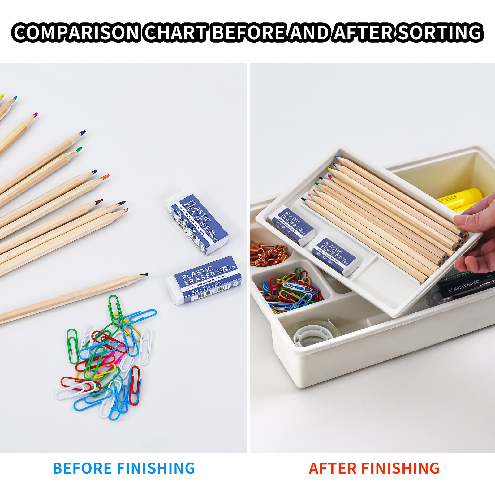 2-Pack Adjustable Desk Drawer Organizer Trays - Office & School Supplies for Junk Drawer Storage | Perfect for Home, Office, and Classroom Organization
