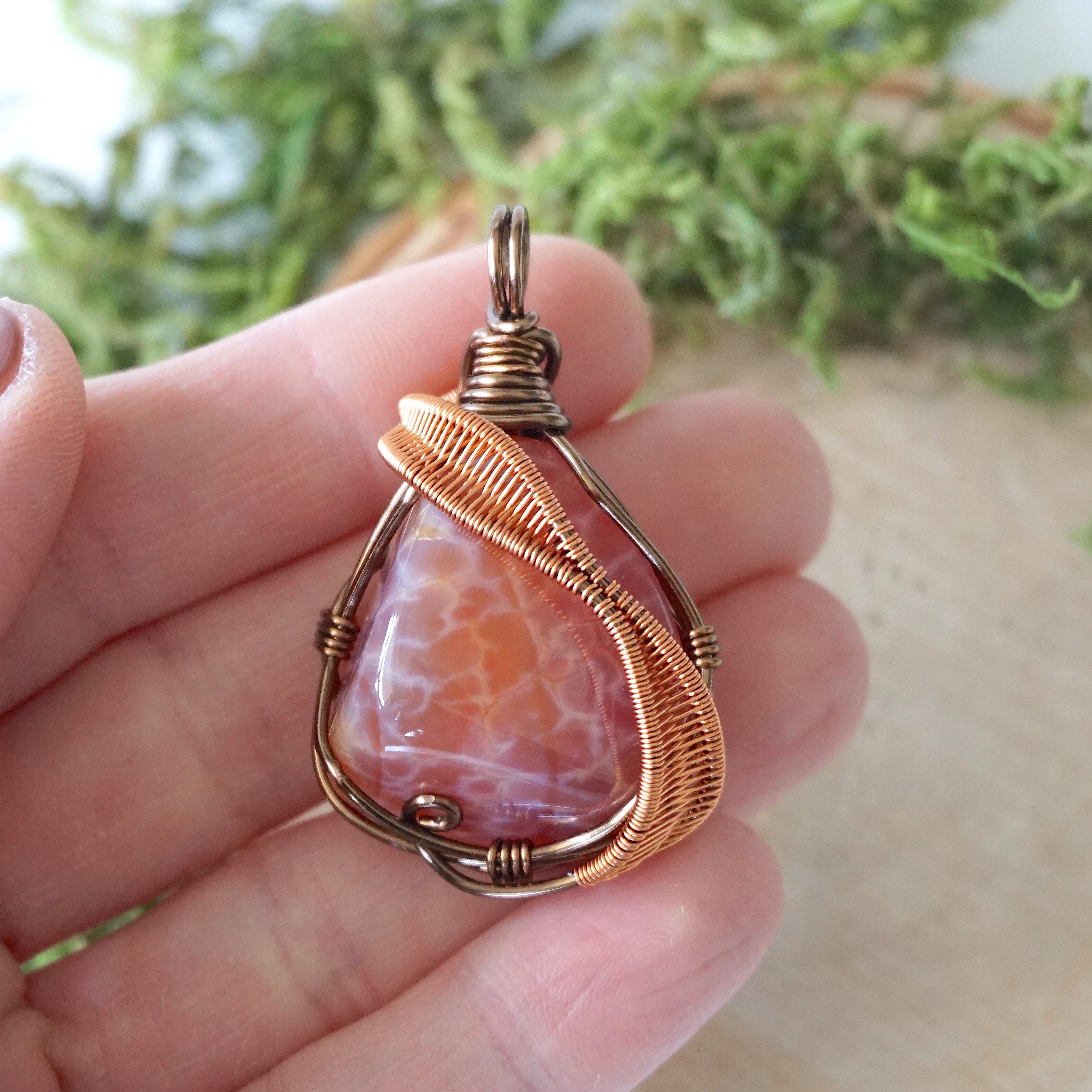 Fire Agate Crystal Necklace for Women – Natural Gemstone Pendant Jewelry for Healing & Protection | Perfect for Meditation, Energy Work & Spiritual Gifts