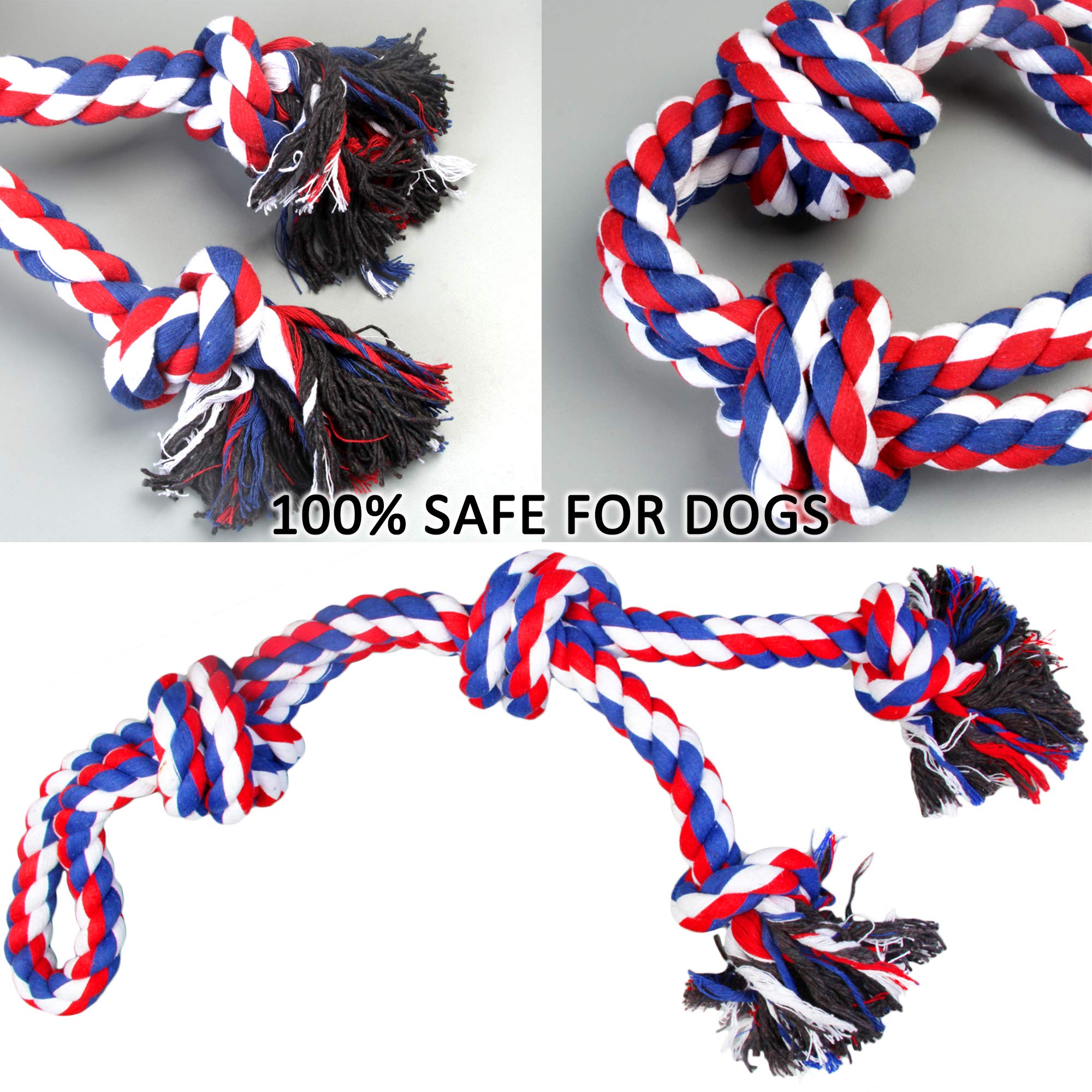 **Youngever 3.5 Feet Durable Dog Rope Chew Toys for Aggressive Chewers – Heavy Duty Rope for XL, Large & Medium Dogs – Indestructible Tug-of-War & Teeth Cleaning Toy (4 Knots Double Rope) – Perfect for Playtime, Training & Dental Health**