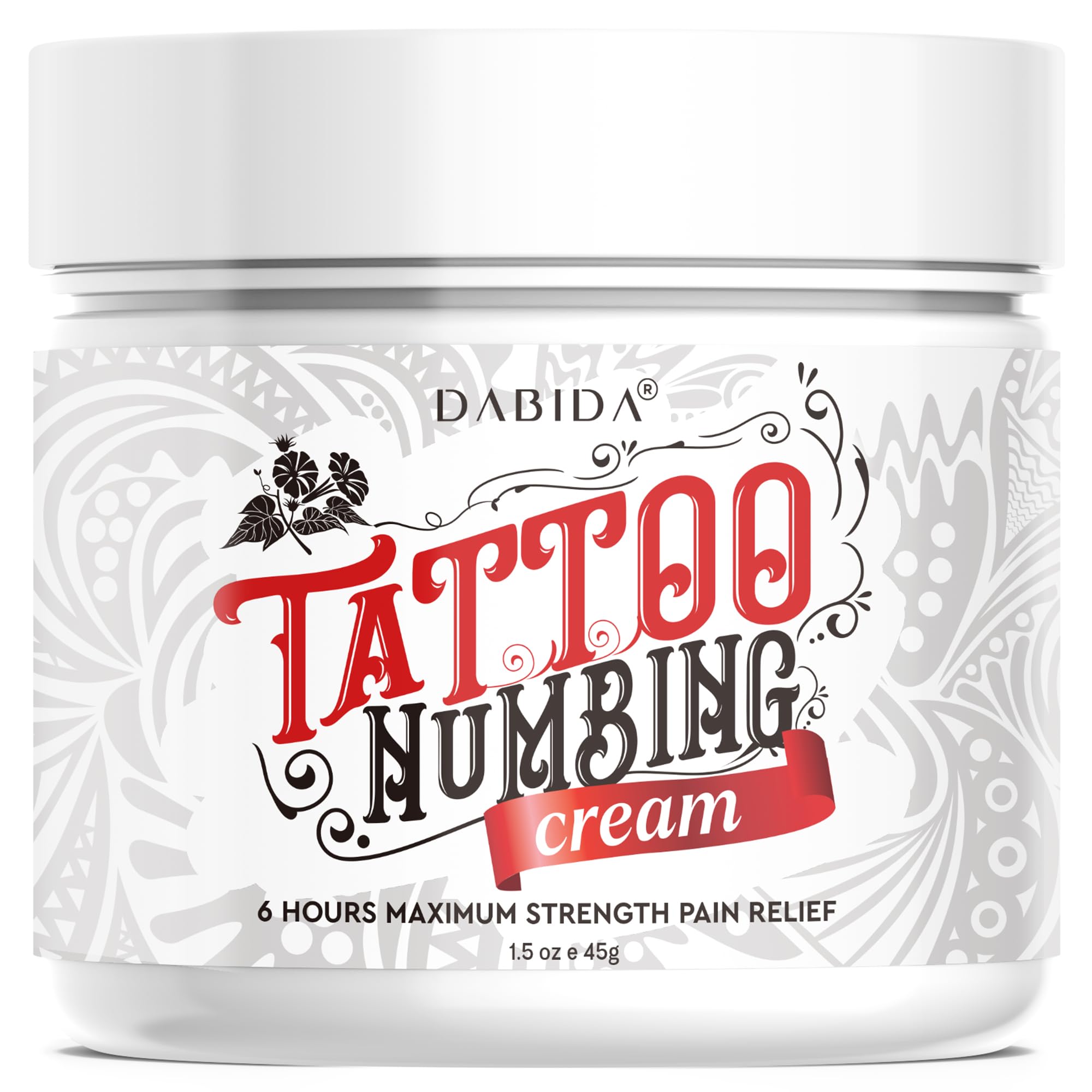 Maximum Strength Tattoo Numbing Cream (45g) - 6 Hours Pain Relief for Tattoos, Brazilian Waxing & Hair Removal | Topical Anesthetic for Professional & Home Use | Ideal for Tattoo Sessions, Waxing & Beauty Treatments