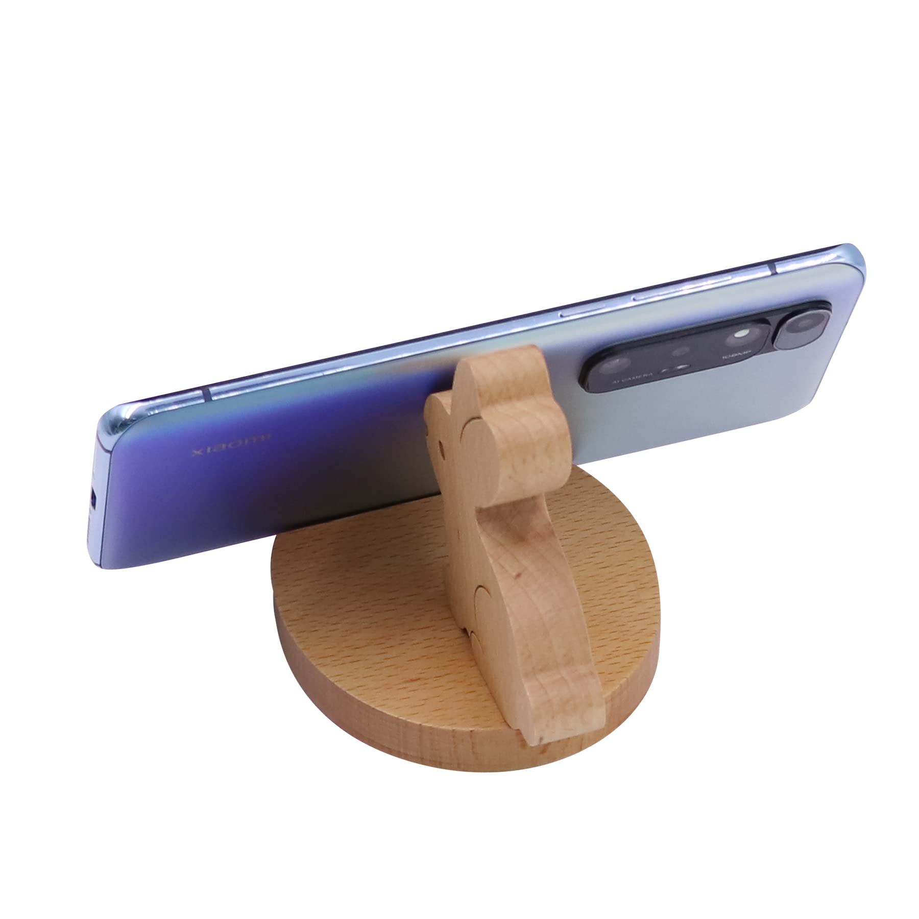 Adorable Wooden Bunny Phone Stand Holder - Universal Smartphone Desk Stand for All Mobile Phones | Cute Animal-Themed Desk Organizer & Decoration | Perfect for Home Office, Bedside, or Gift Giving