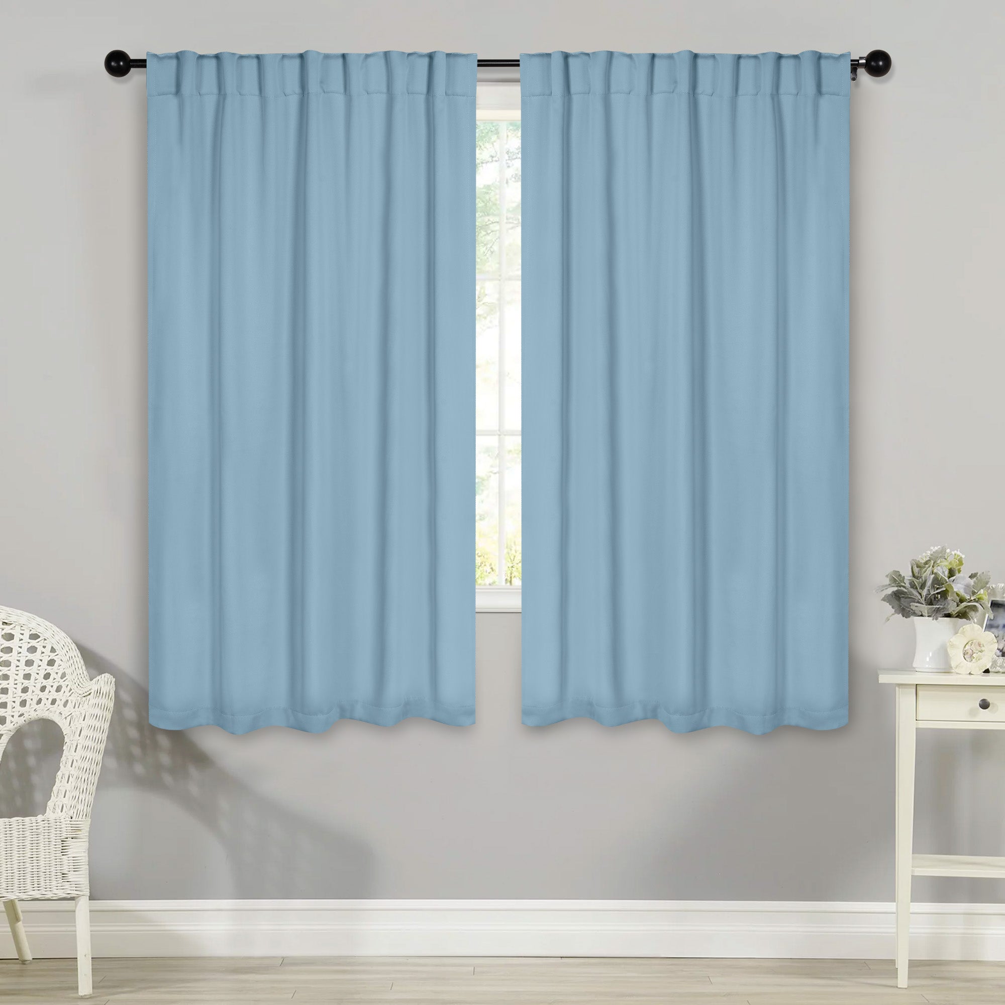 Premium Blackout Curtains for Bedroom - Solid Room Darkening Window Drapes with Back Tabs (Set of 2 Panels) - Perfect for Home Theater, Nursery & Light Sleepers