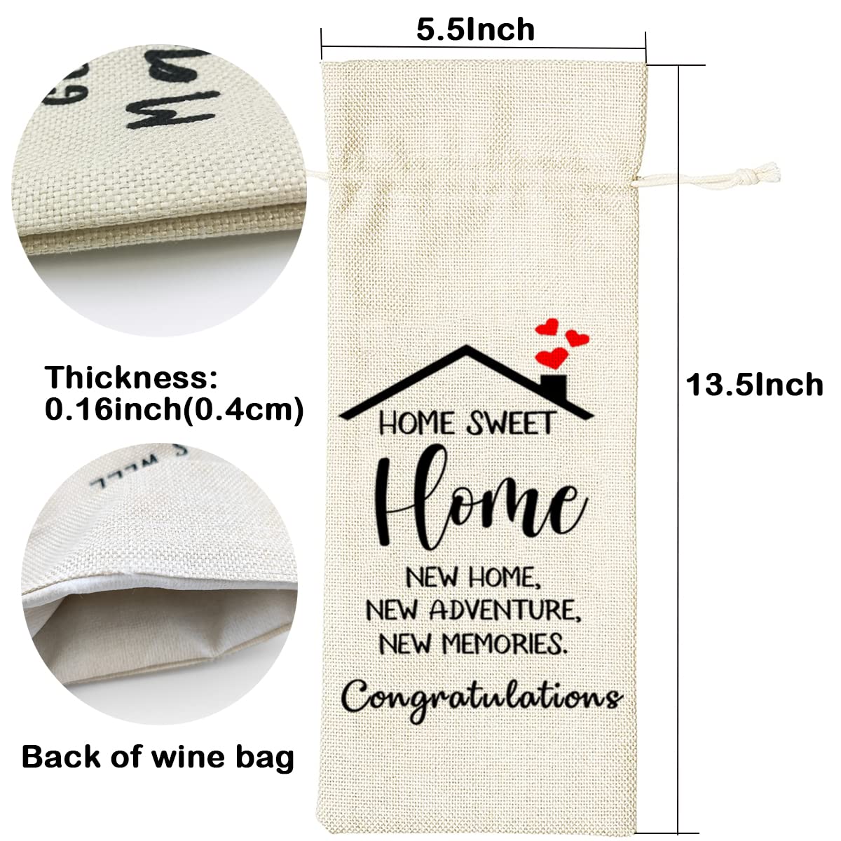 LANBAIHE Elegant Wine Gift Bags for Housewarming - Perfect First Home Gift for Men, Women, Mom, Dad, Friends & Coworkers - New Homeowner Present for Celebrations & Special Occasions - Ideal for House Parties, Anniversary Gifts & Welcoming New Neighbors