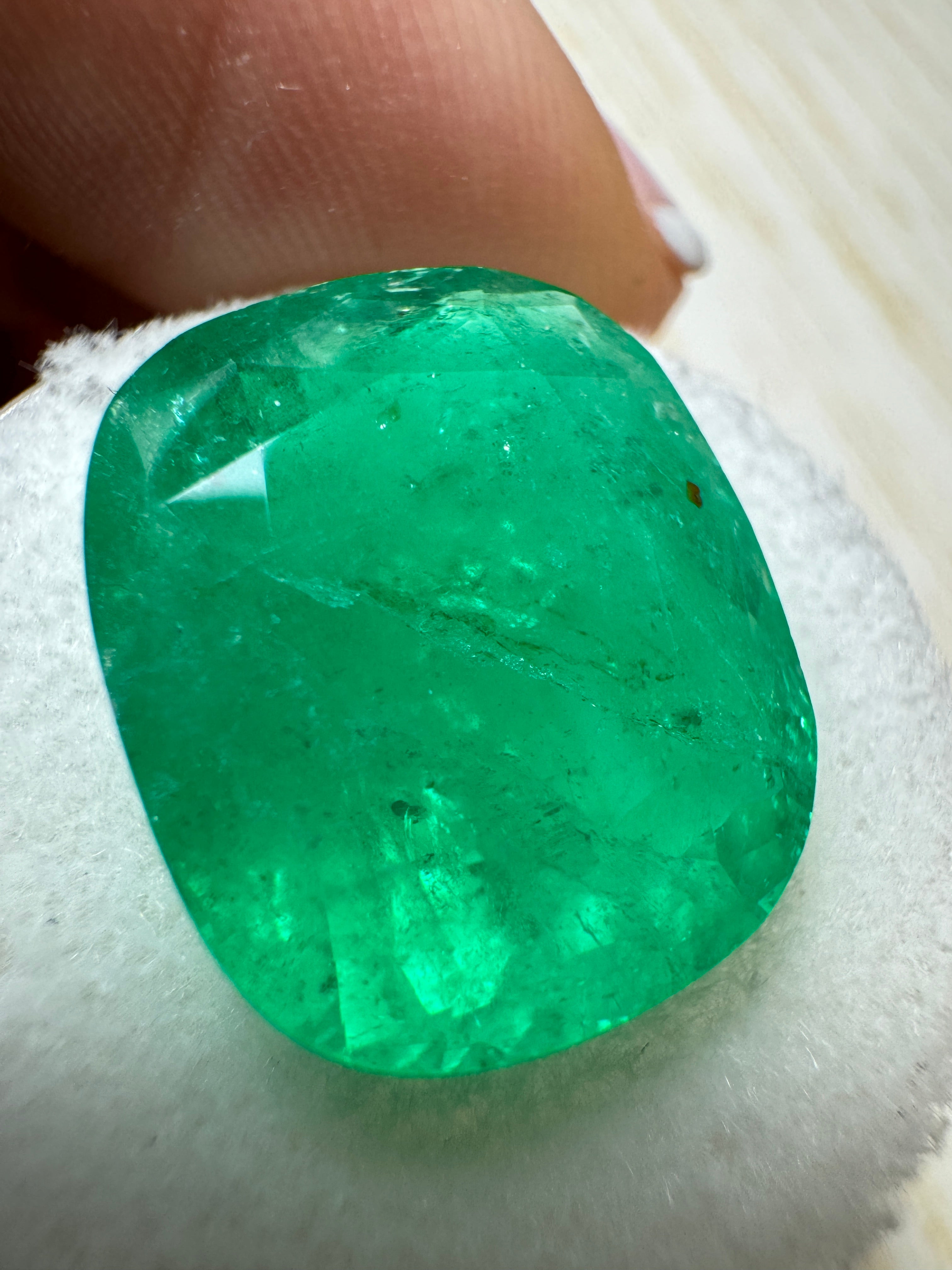 12.81 Carat Natural Colombian Emerald - 17x14mm Loose Cushion Cut Green Gemstone for Jewelry Making & Engagement Rings