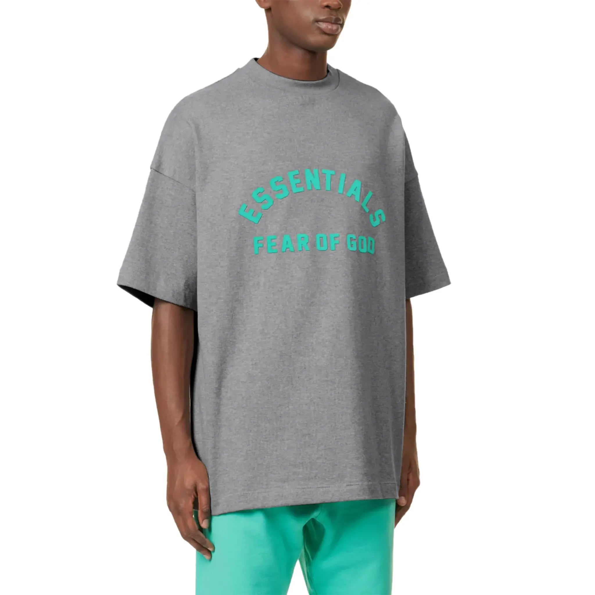 Fear Of God Essentials Heavy Jersey Short Sleeve T-Shirt - Dark Heather Oatmeal | Men's Casual Streetwear Tee for Everyday Wear & Layering
