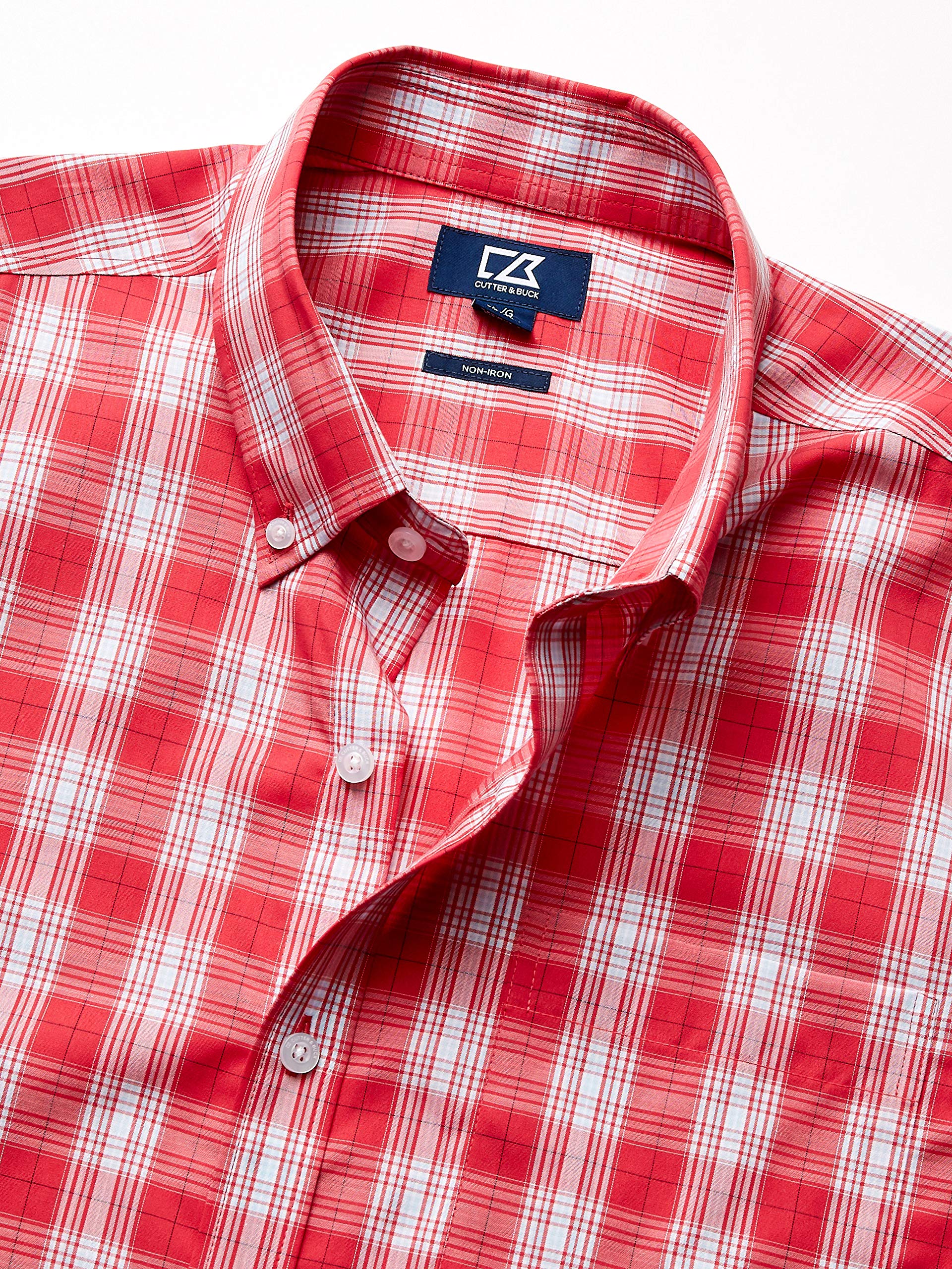 Cutter & Buck Men's Short Sleeve Button-Up Shirt - Breathable Plaid Casual Shirt for Work & Outdoor | Comfortable XXL Size | Perfect for Office, Travel & Summer Activities
