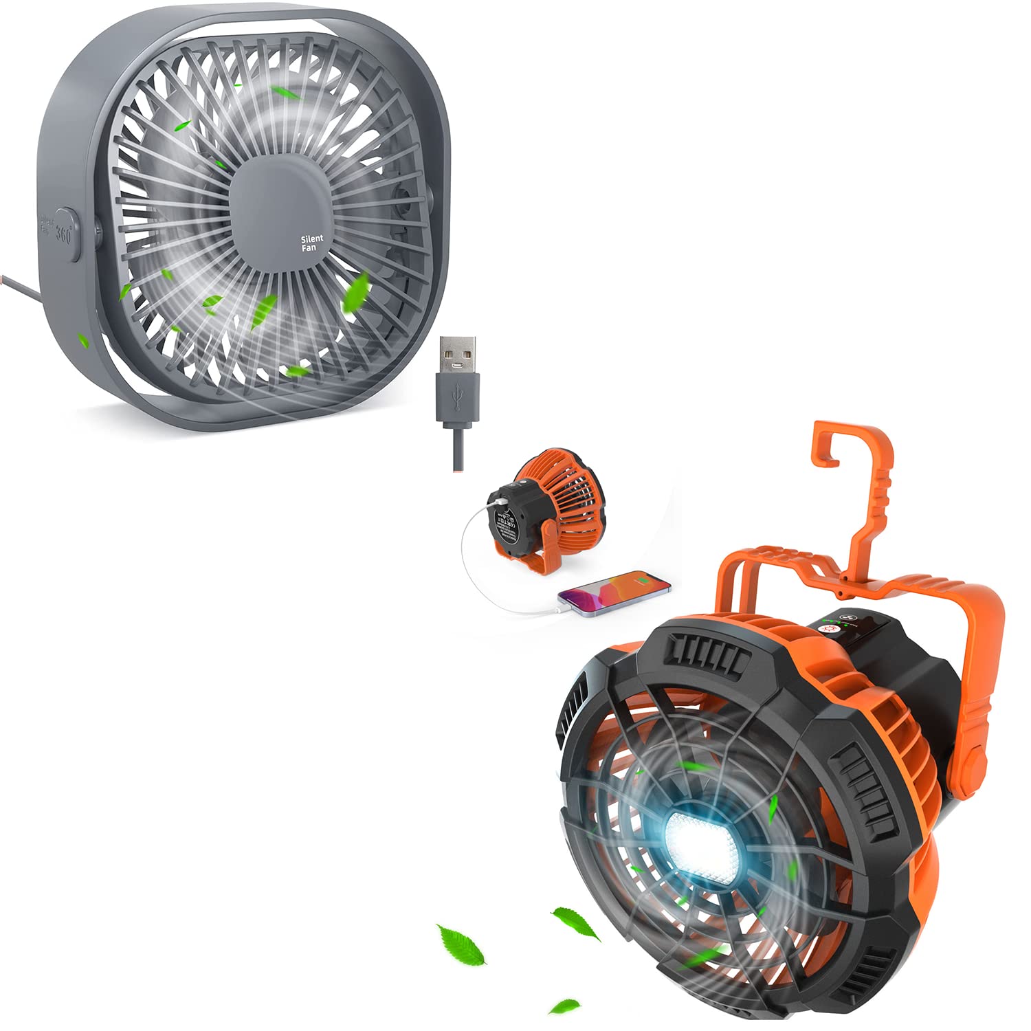 Portable USB Rechargeable Camping Fan with Remote Control - 30H Runtime, 3-in-1 Desk Fan, LED Light & Power Bank for Indoor/Outdoor Use - Perfect for Camping, Office, Bedroom, Hiking, BBQ, Hunting & Emergency Hurricane Preparedness
