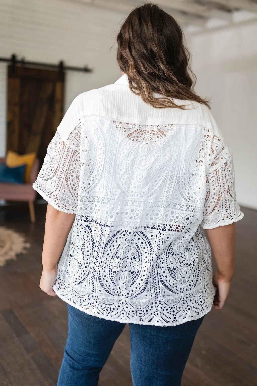 Elegant Lace Button Down Shirt for Women - Boho Chic Blouse with Floral Embroidery | Perfect for Casual Outings, Date Nights & Office Wear