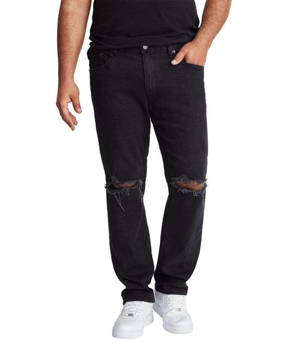 MVP Collections Men's Big & Tall Slim Straight Leg Jeans with Knee Slits - Comfortable Stretch Denim Pants for Casual Wear & Outdoor Activities