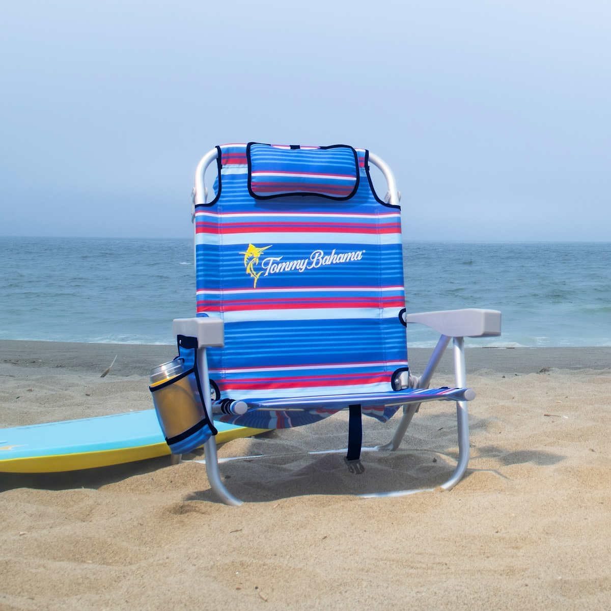 Tommy Bahama 2-Pack Aluminum Beach Backpack Chairs - Sailfish & Palms Design, Lightweight Folding Camping Chairs for Outdoor, Beach, Pool, Picnic & Travel