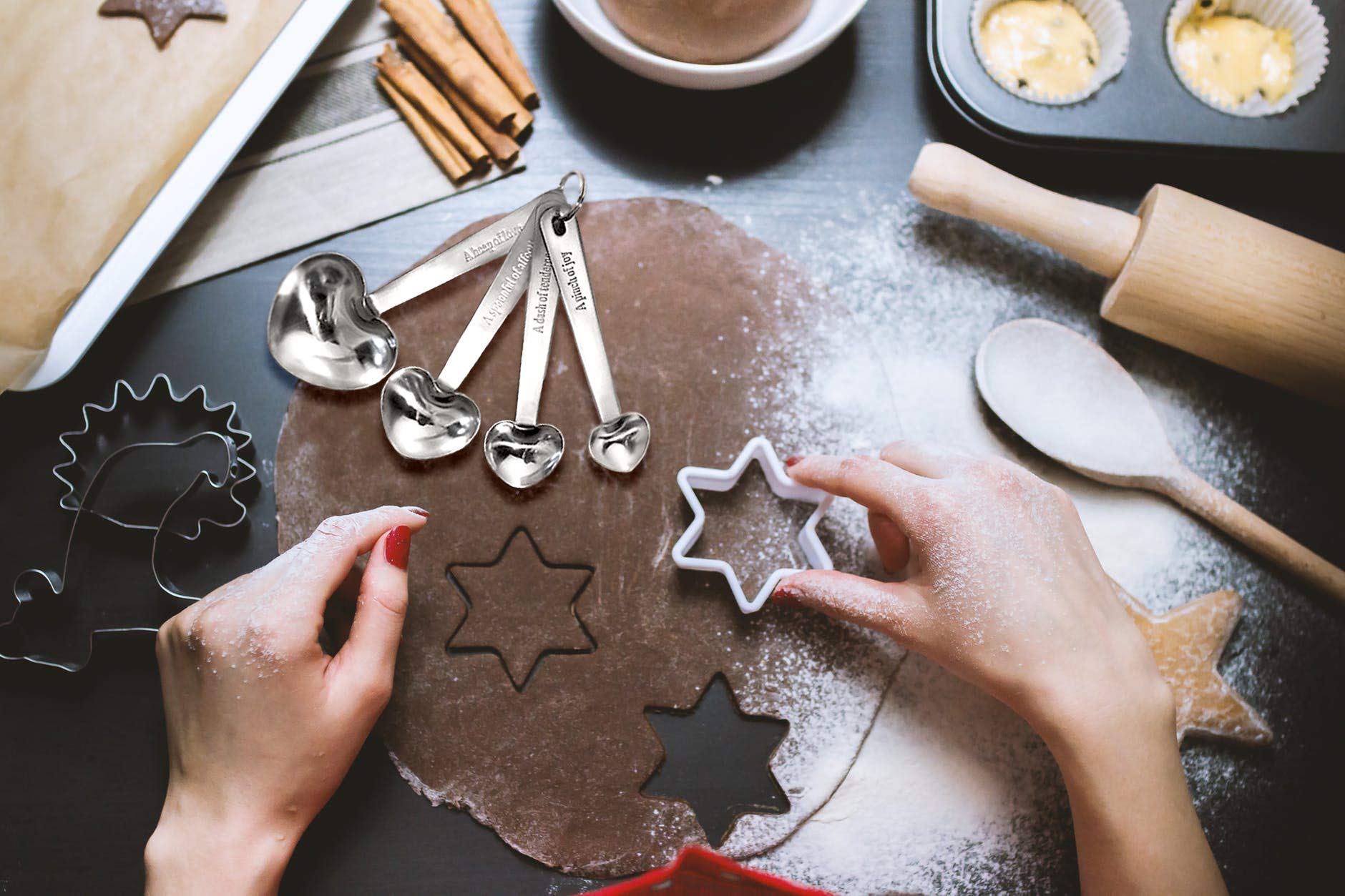 Premium Stainless Steel Measuring Spoons Set - 6-Piece Kitchen Measuring Tools with Leveler in Elegant Gift Box | Perfect for Baking, Cooking & Coffee Measuring