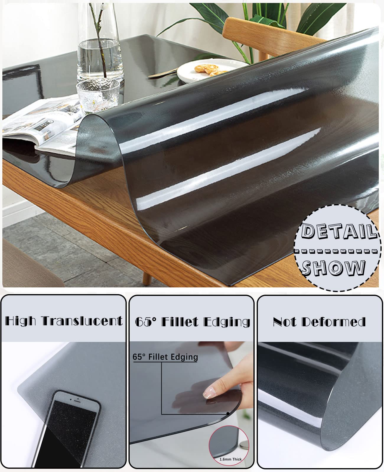 1.6mm Thick Frosted Table Cover Protector - 48x110 Inches Heavy Duty Plastic Table Pad | Odorless & Durable Dining Table Protector for Home, Restaurant, Party & Event Decor