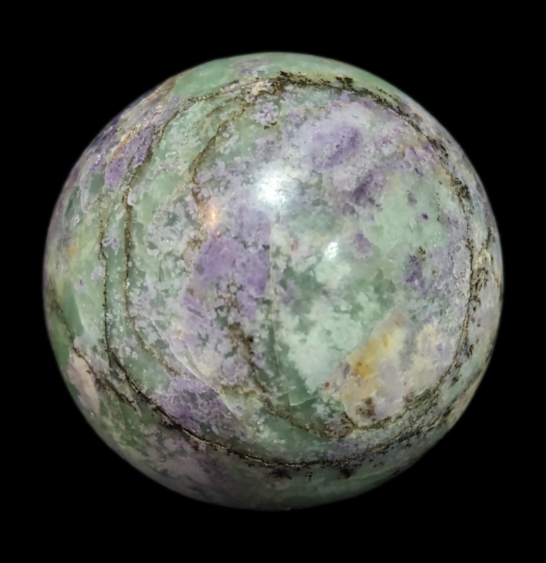 Natural Bolivianite Crystal Sphere - Healing Stone for Meditation, Reiki & Energy Work - Perfect for Home Decor, Spiritual Gifts & Yoga Space Enhancement