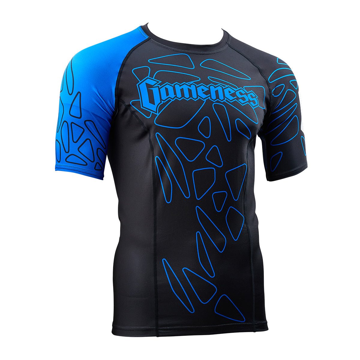 Gameness Men's Short Sleeve Pro Ranked Rash Guard - BJJ MMA Training Shirt for Grappling, Jiu-Jitsu & Combat Sports - Moisture Wicking & UV Protection