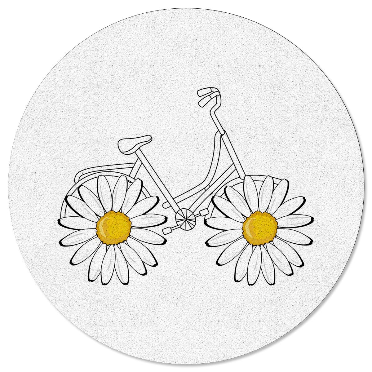 Savannan Non-Slip Round Area Rug - 3ft Diameter Bicycle Daisy Wheel Design for Living Room, Kitchen, Porch & Kids Room | Soft Indoor Floor Carpet Mat for Home Decor & Cozy Spaces
