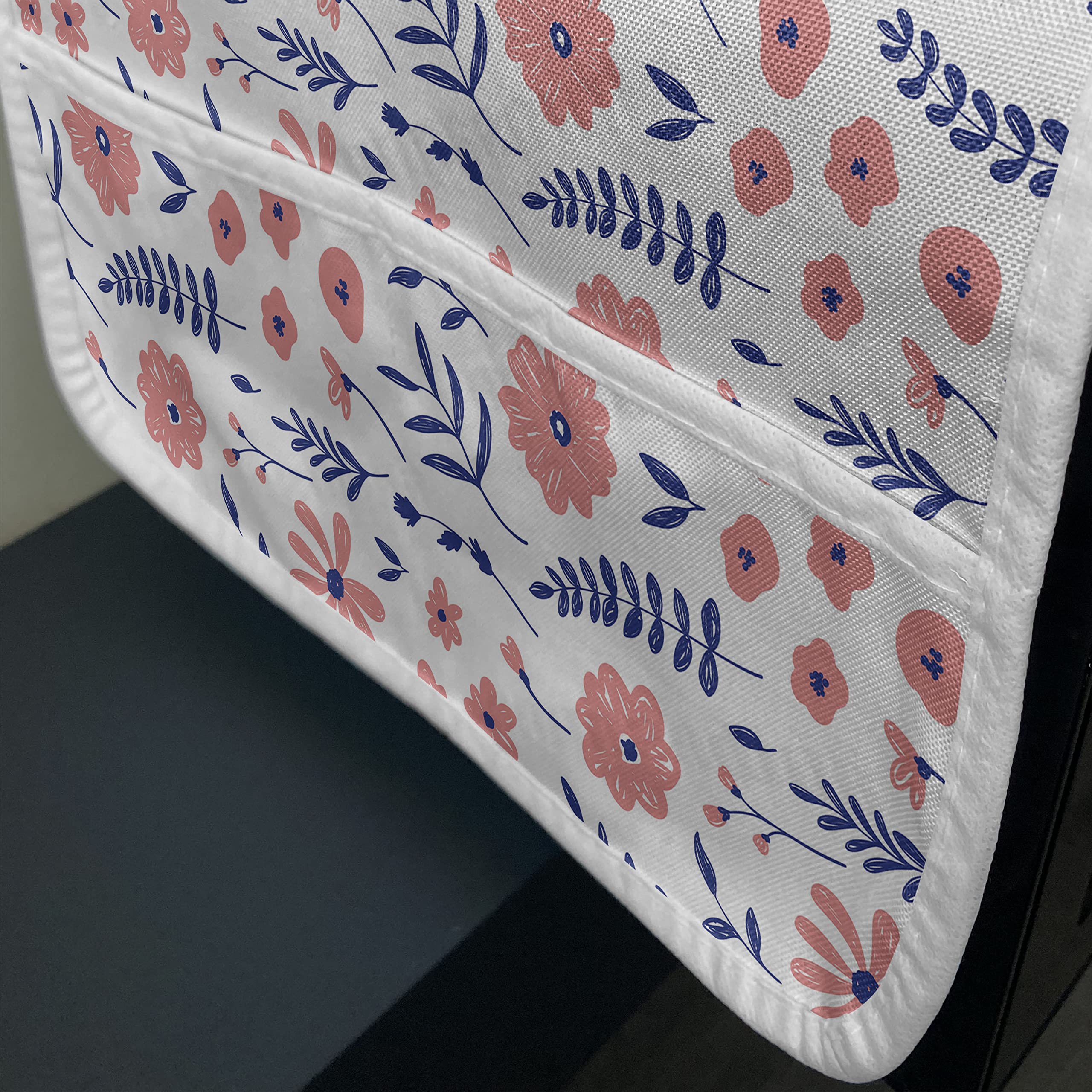 Ambesonne Spring Microwave Oven Cover - Hand Drawn Floral Design with Sketchy Leafy Branches, Water Resistant Kitchen Organizer with Pockets, 36