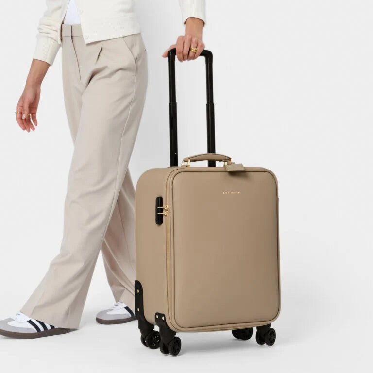 Katie Loxton Oxford Cabin Suitcase - Light Taupe Carry-On Luggage for Travel, Business Trips & Weekend Getaways | Durable & Stylish Spinner Suitcase