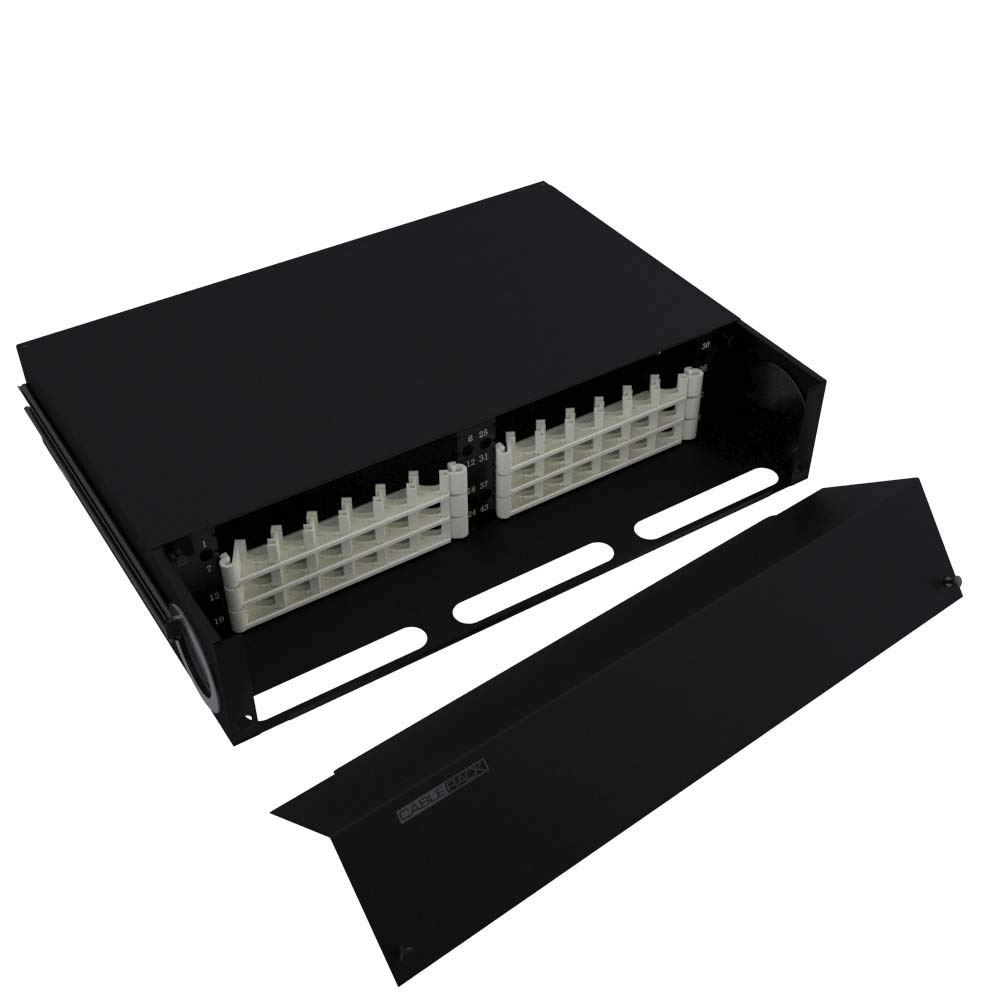 2U Rack Mount Fiber Enclosure - 48 Port Cable Management Tray with LC/SC Couplers - Black | Ideal for Data Center, Server Room & Network Cabinet Organization