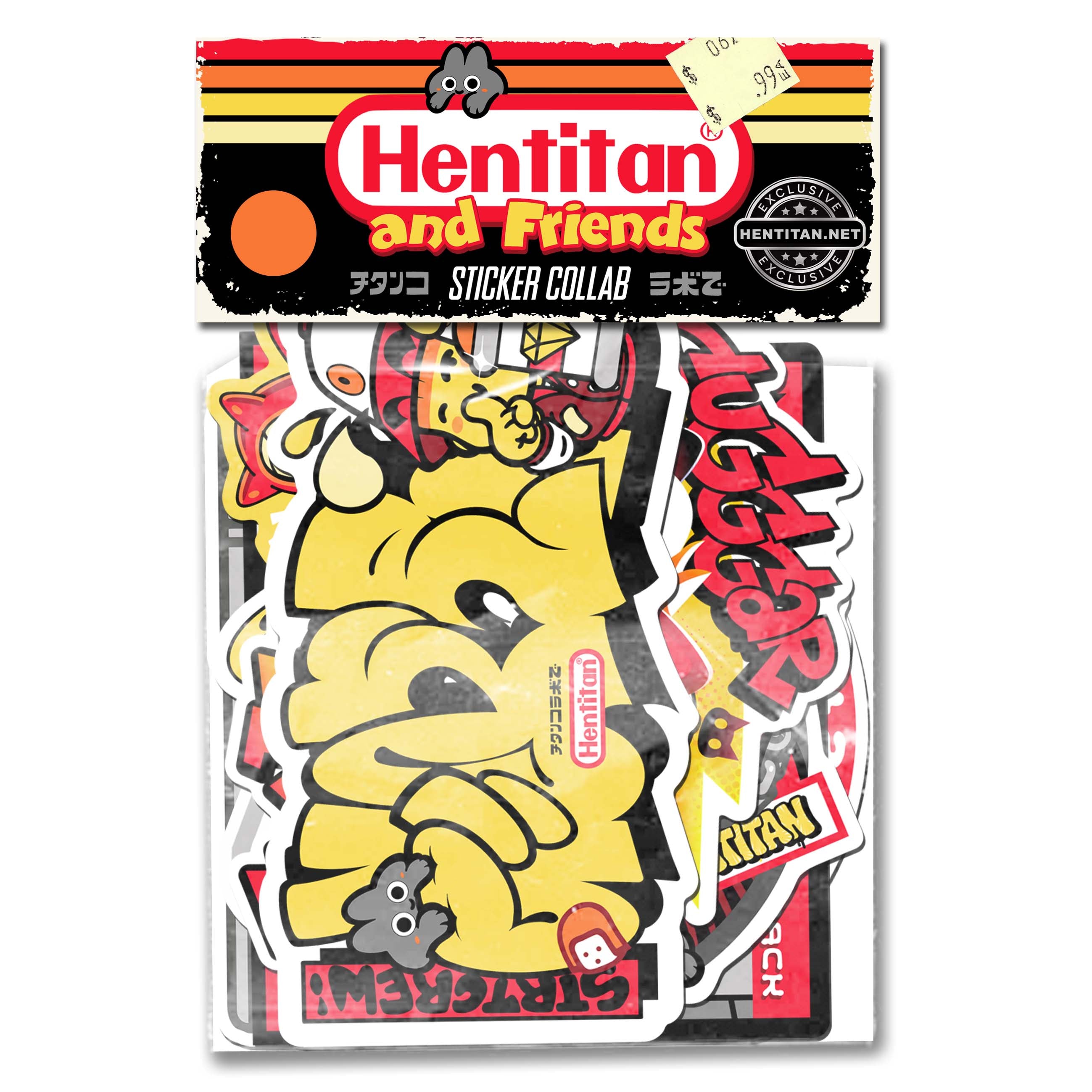 Hentitan and Friends Orange Sticker Pack - 50 Unique Vinyl Decals for Laptops, Water Bottles & DIY Crafts - Cute Kawaii Stickers for Scrapbooking, Journals & Phone Cases