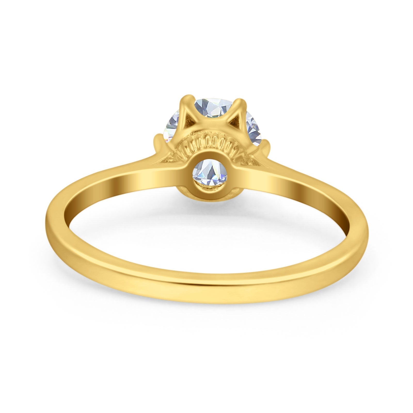 14K Gold Round Solitaire Cubic Zirconia Engagement Ring for Women - Classic Wedding Band, Promise Ring, Anniversary Gift Idea for Her - Perfect for Proposals, Valentine's Day & Special Occasions