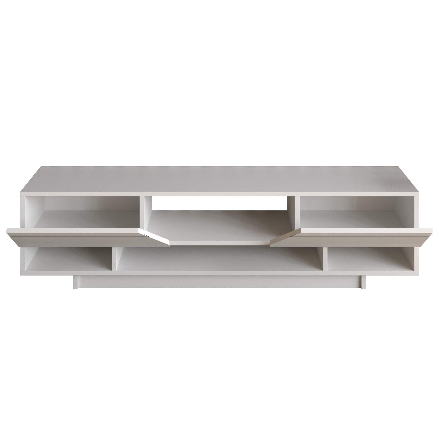 Decorotika Aspatria TV Stand for up to 65 Inch TVs - Modern Entertainment Center with Storage Shelves (White) - Perfect for Living Room, Bedroom & Home Theater Setup