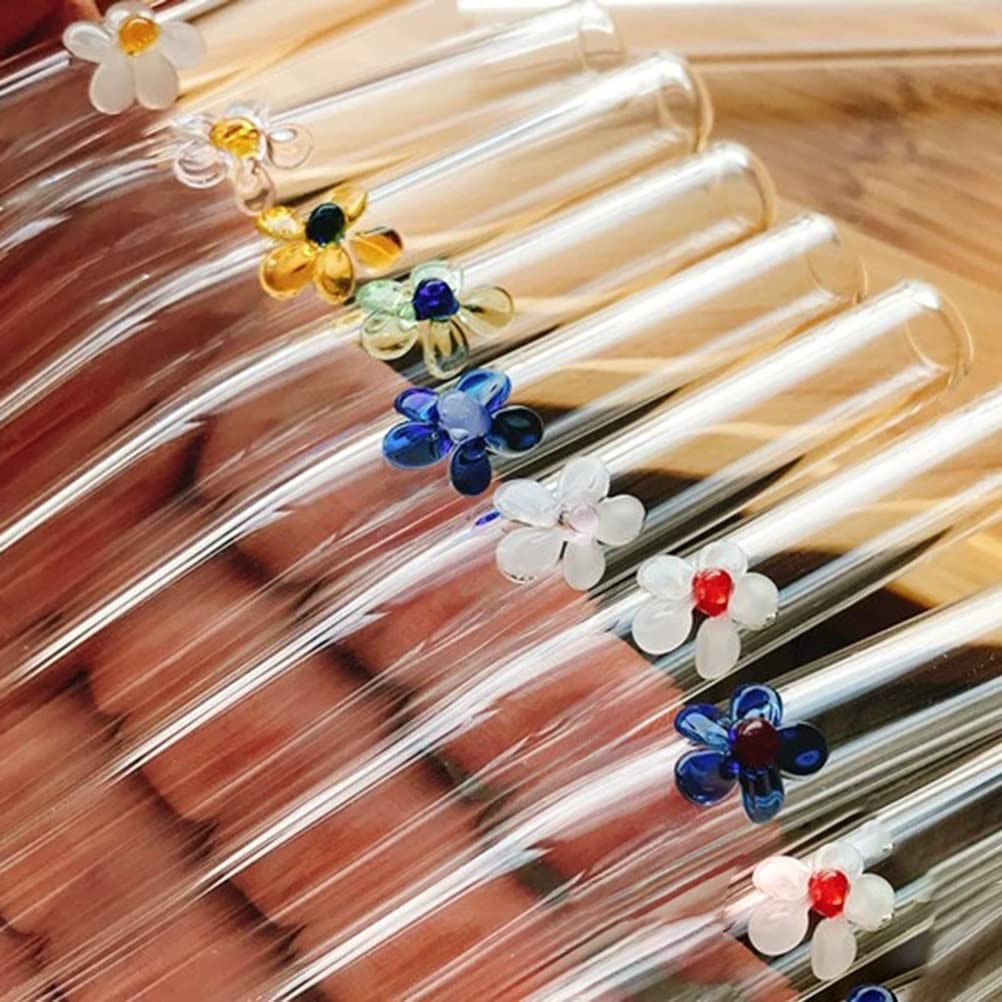 5PCS Colorful Reusable Glass Straws with Cleaning Brush - Shatterproof Bendable Drinking Straws for Smoothies, Milkshakes, Juices, Tea & Cocktails | Eco-Friendly Home & Party Use