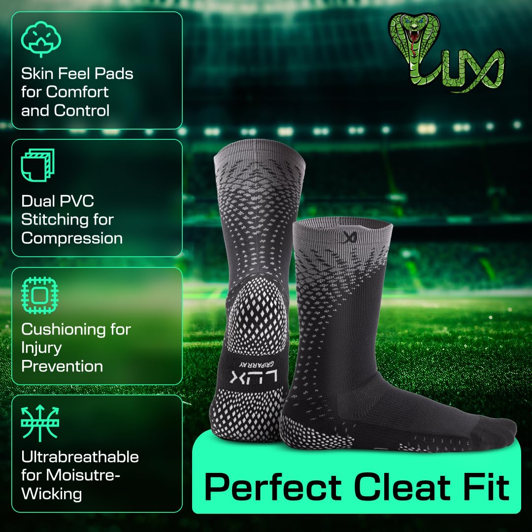 LUX Sports ProCleat Performance Grip Socks with GripArray™ - Athletic Grip Socks for Men & Women - Ideal for Soccer, Basketball & Indoor Sports
