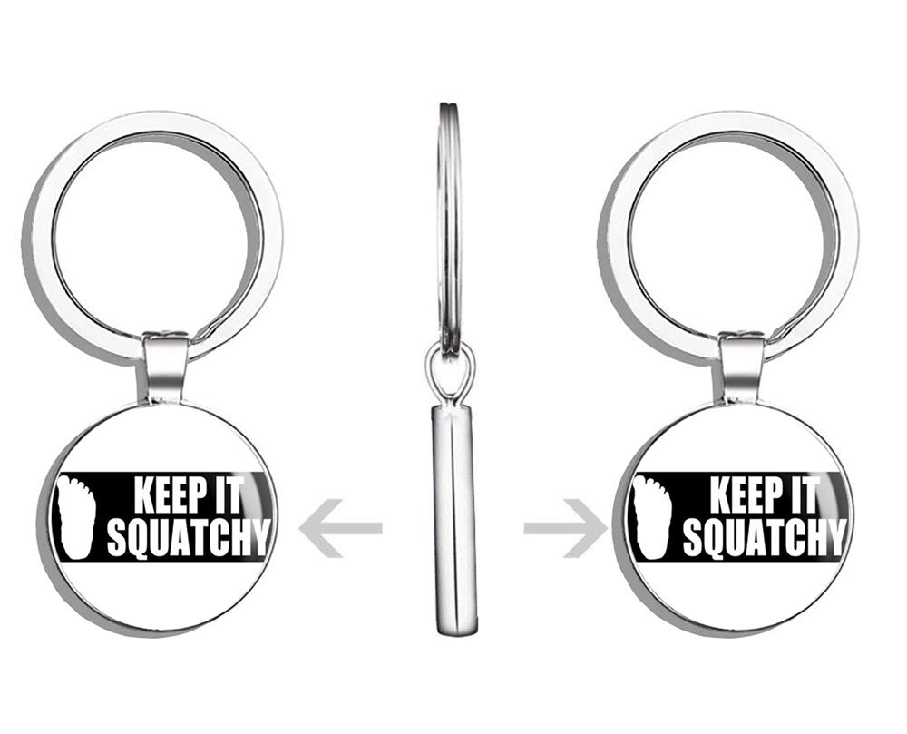 Funny Bigfoot Sasquatch Keychain - Double Sided Stainless Steel Key Ring with Carabiner Clip | Perfect for Outdoor Enthusiasts, Camping Gear & Key Finder Accessories