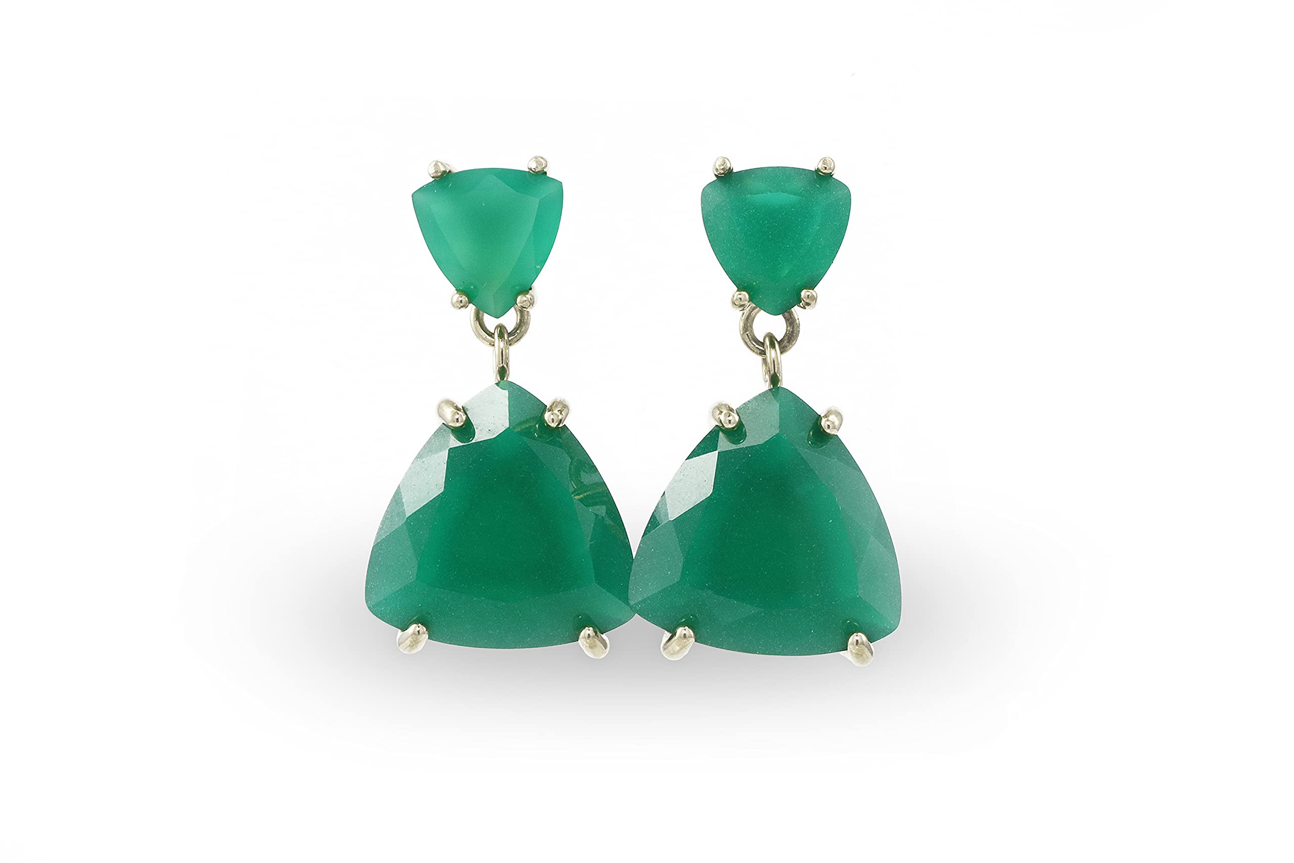 Exquisite Green Onyx Dangle Earrings for Women - Handmade Double Stone Stud Fashion Jewelry - Perfect for Weddings, Parties & Special Occasions | Unique Gift for Her