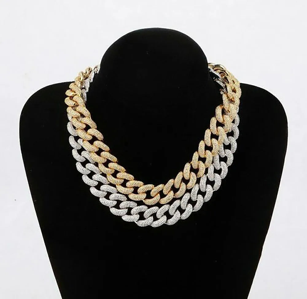 18K Gold Moissanite Cuban Link Tennis Chain Necklace for Men - Iced Out Hip Hop Jewelry Gift for Birthday, Wedding & Special Occasions