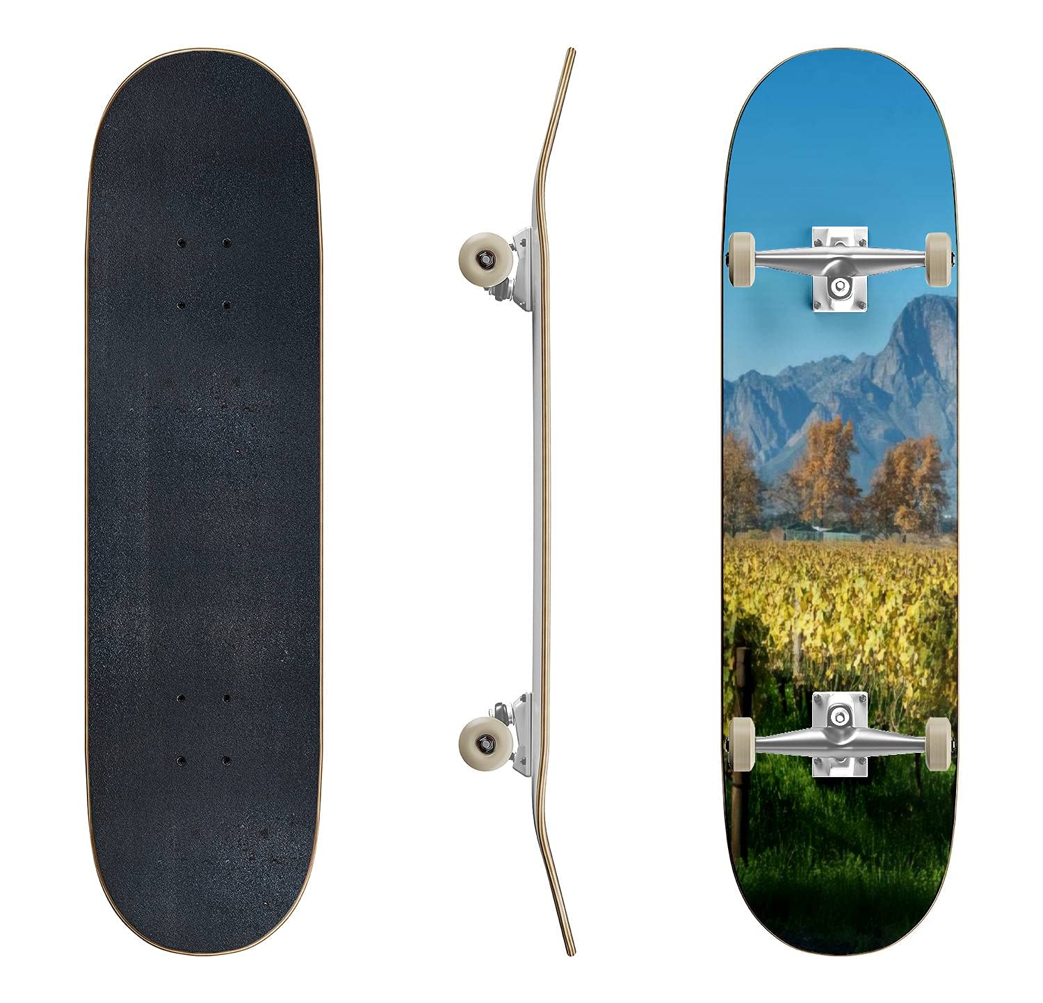 Premium Skateboard with Autumn Cape Winelands Mountain Design - Classic Concave Deck for Beginners & Pros | Durable Longboard for Extreme Sports, Commuting & Teen Gifts
