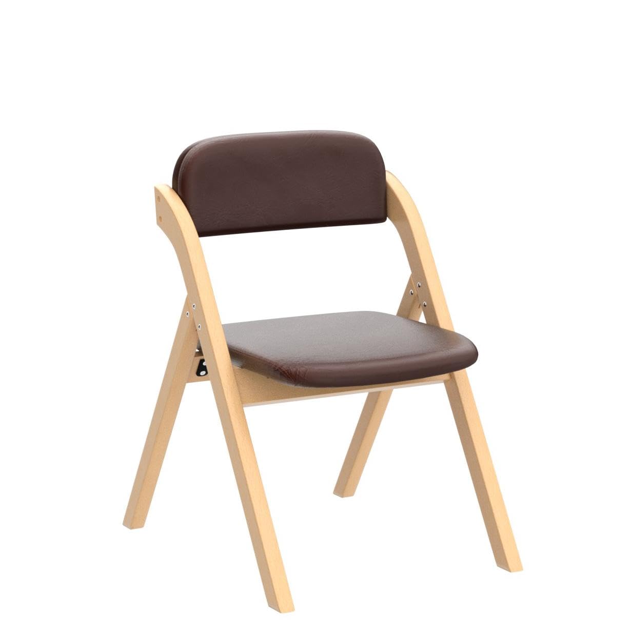 HOMEFUN PU Folding Chairs with Padded Seats - Set of 2 Wooden Stackable Dining Chairs for Kitchen, Office, Wedding & Guest Use - Easy to Assemble Space-Saving Furniture for Home & Events