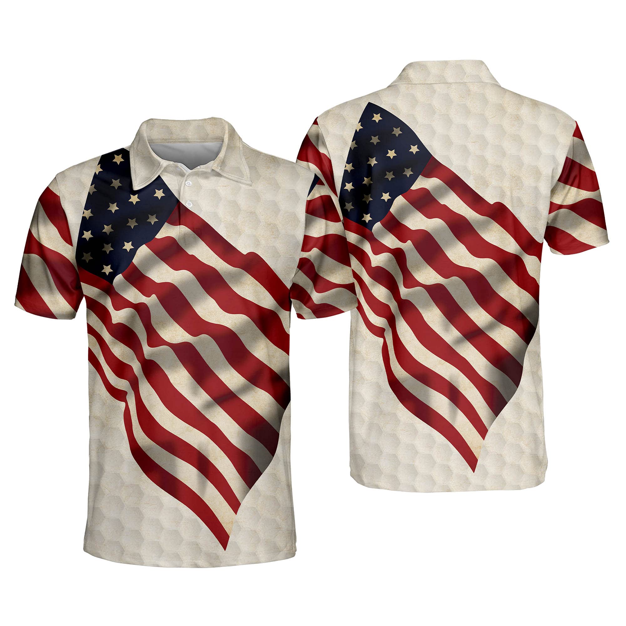 TEEMAN Personalized American Flag Patriotic Golf Shirt for Men - Moisture Wicking Dry Fit Short Sleeve Performance Polo - Perfect for Golf Tournaments, 4th of July Celebrations & Patriotic Events