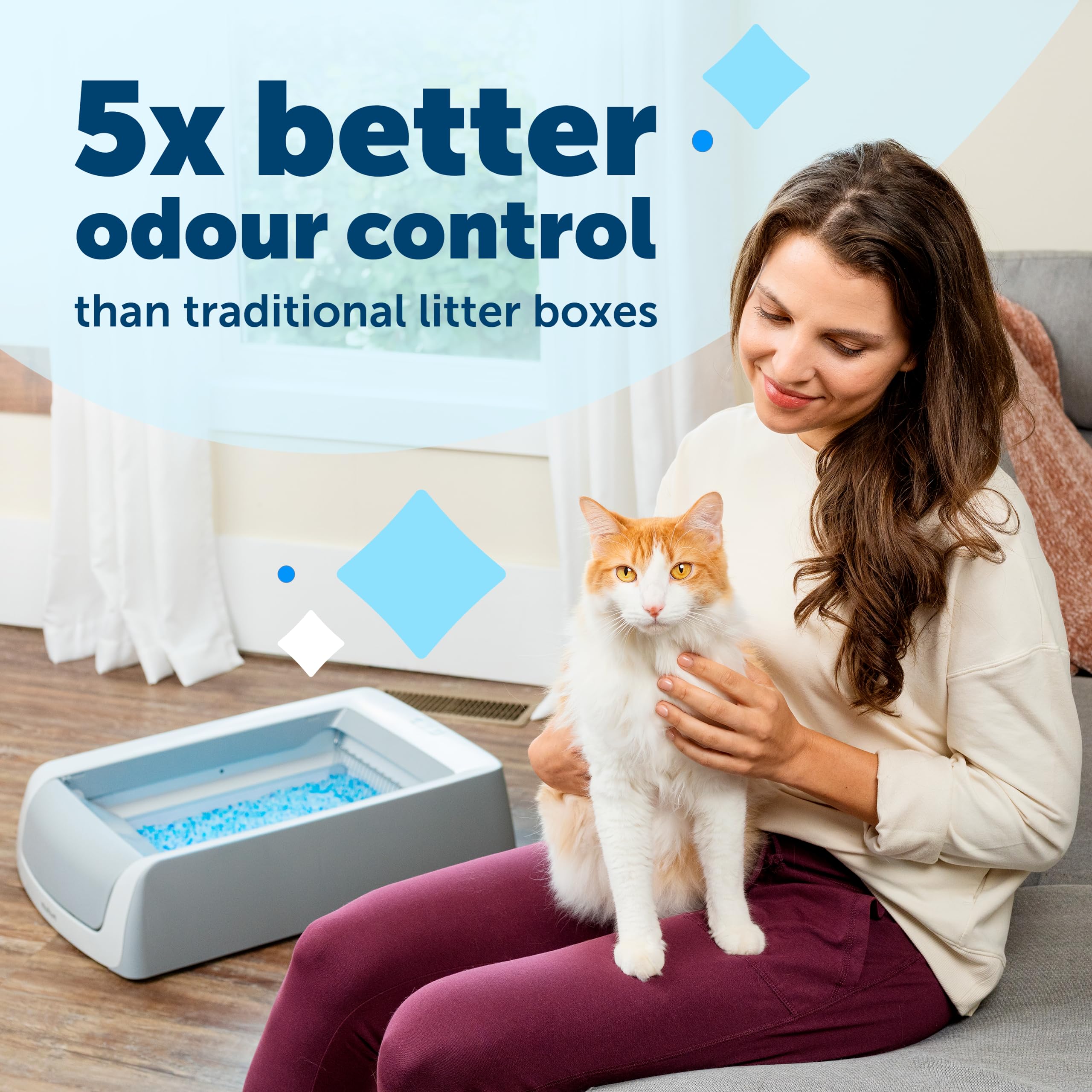 PetSafe ScoopFree Covered Self-Cleaning Cat Litter Box - 2nd Gen with Disposable Crystal Litter Trays, White | Automatic Odor Control for Indoor Cats | Perfect for Small Spaces & Multi-Cat Homes