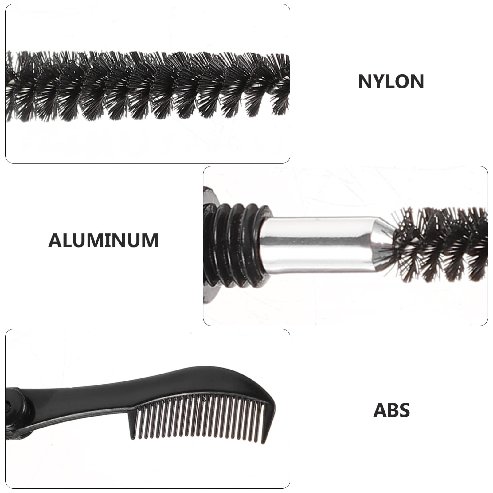 FRCOLOR 6-Piece Black Folding Eyelash & Eyebrow Brush Set - Double Ended Makeup Tools for Eyebrow Combing & Lash Styling | Perfect for Travel, Daily Makeup & Professional Beauty Kits