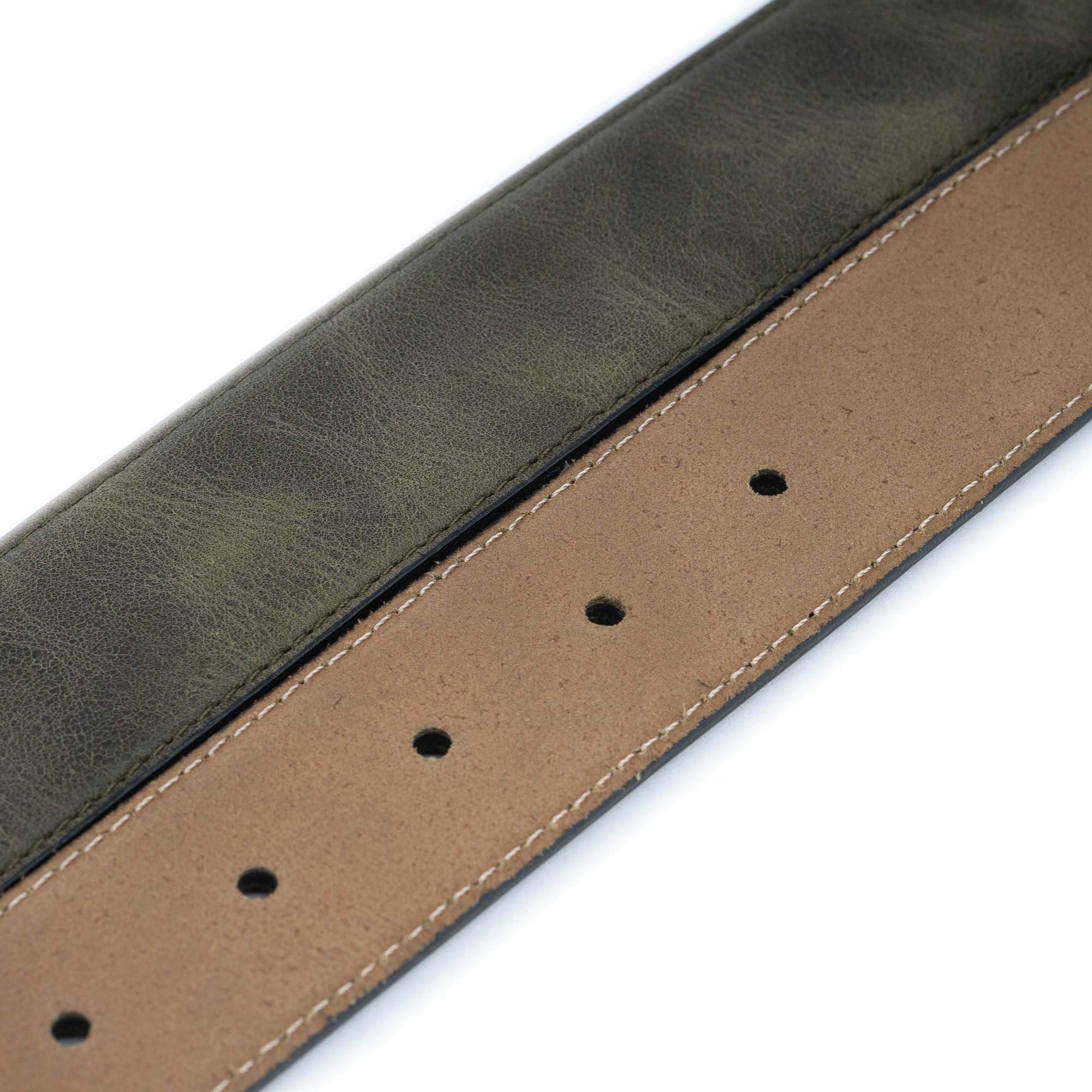 Genuine Olive Green Leather Belt Strap for Ferragamo Buckles - Premium Replacement Belt for Dress Pants & Formal Attire